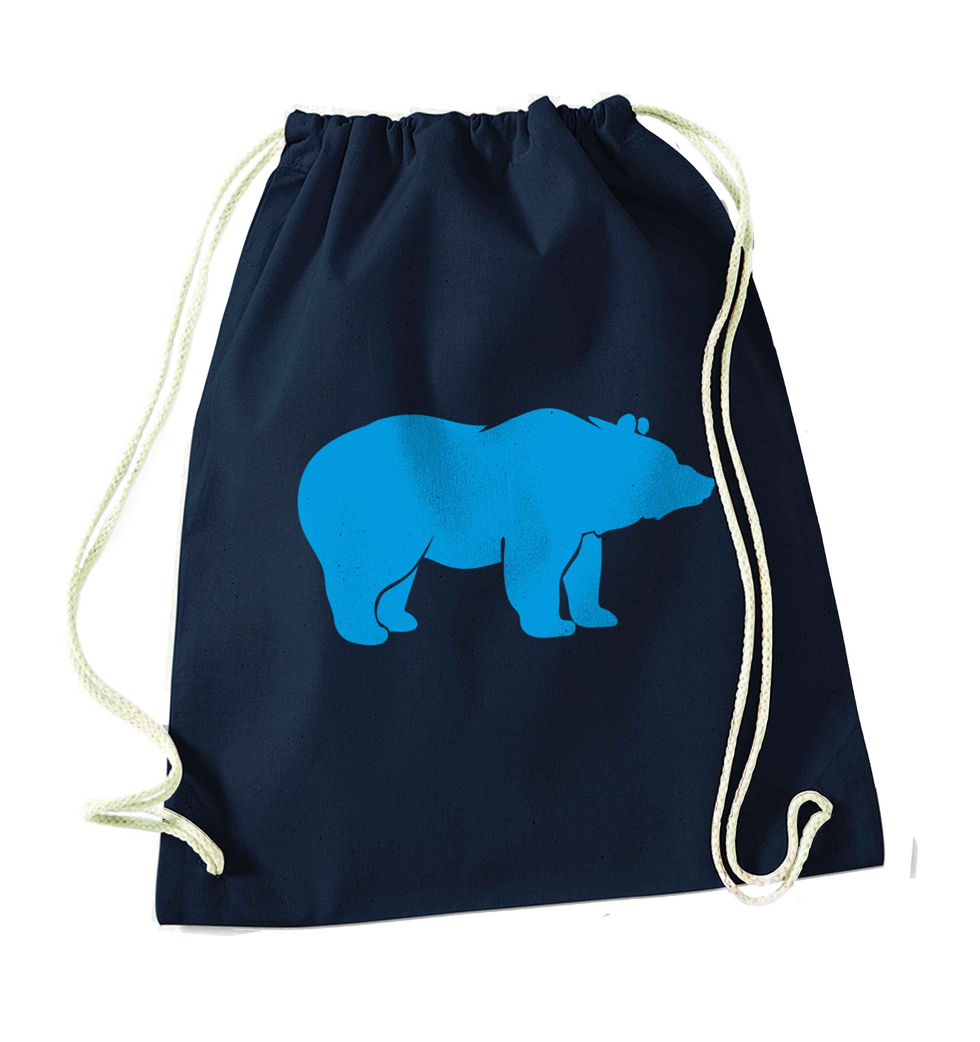 Blue bear navy drawstring bag