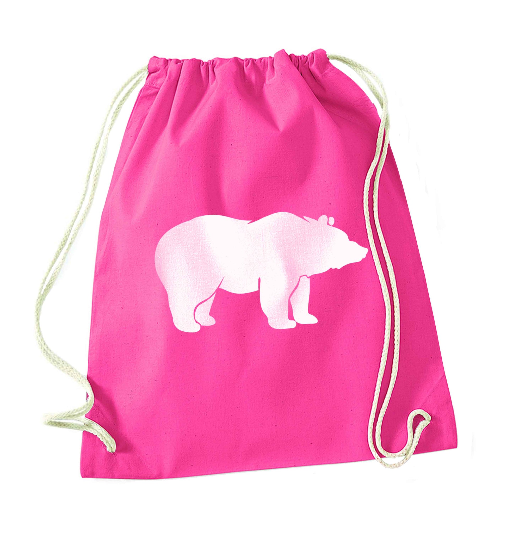 Blue bear pink drawstring bag