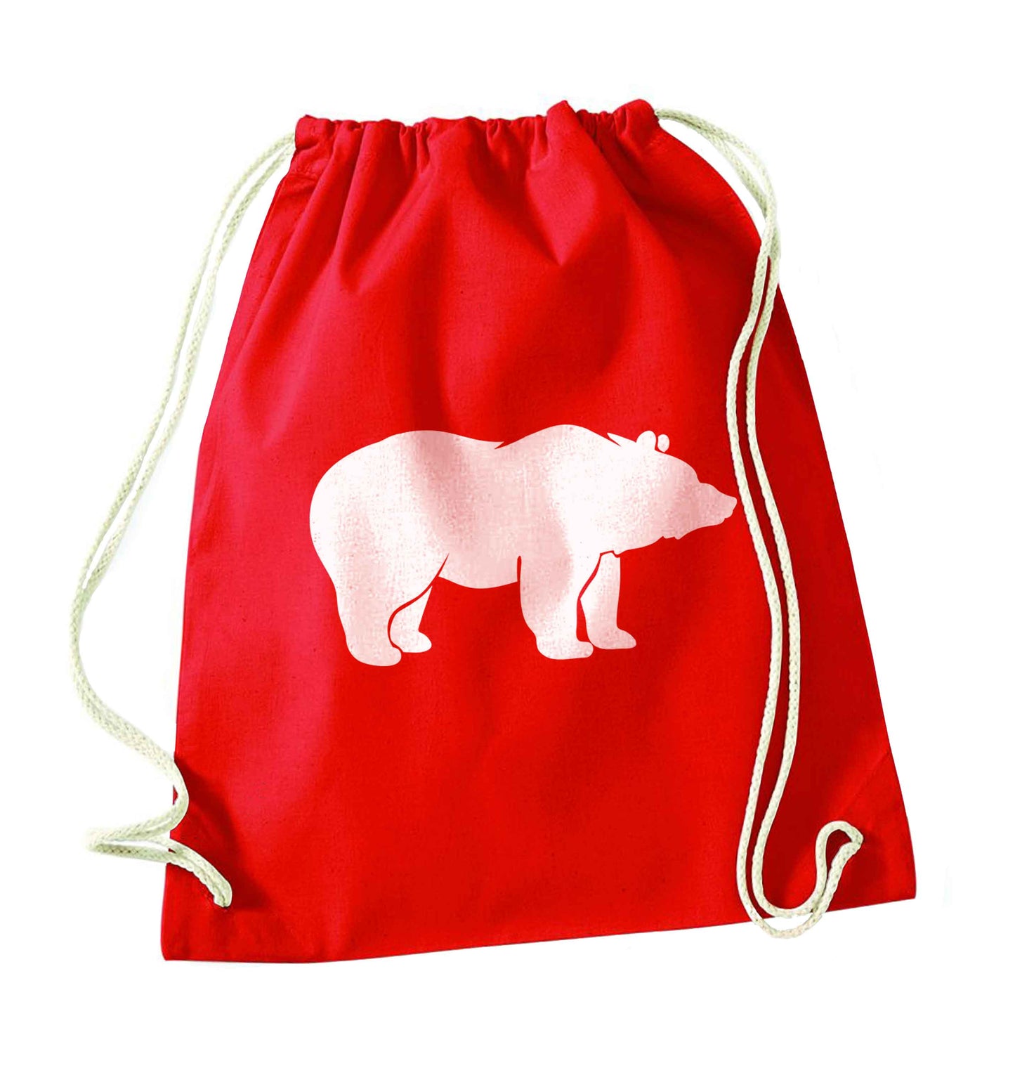 Blue bear red drawstring bag 