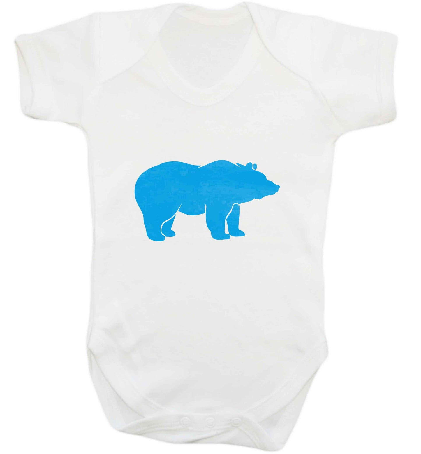 Blue bear baby vest white 18-24 months