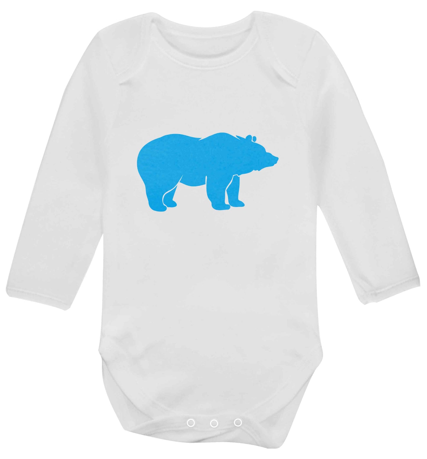 Blue bear baby vest long sleeved white 6-12 months