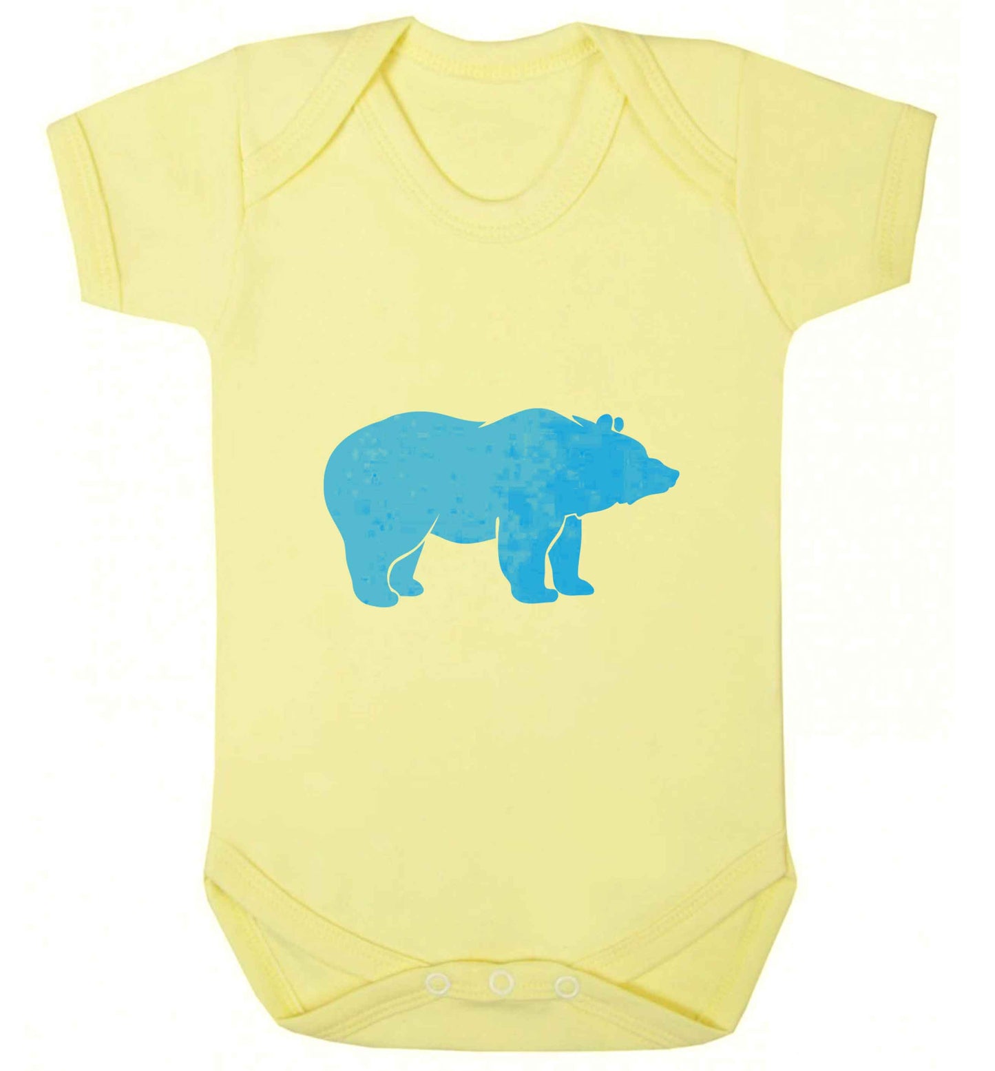 Blue bear baby vest pale yellow 18-24 months