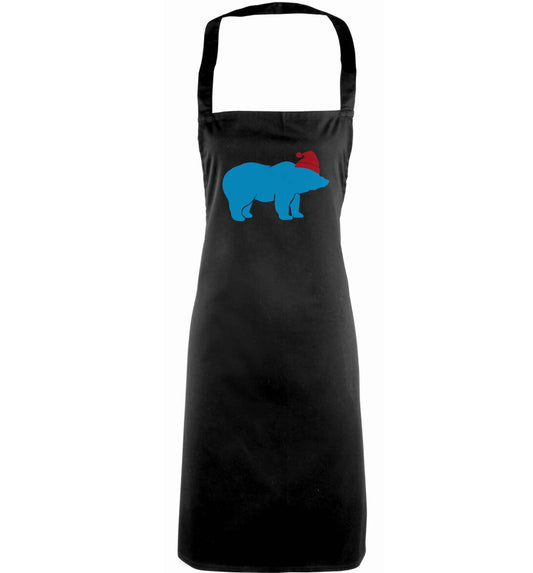 Blue bear Santa adults black apron
