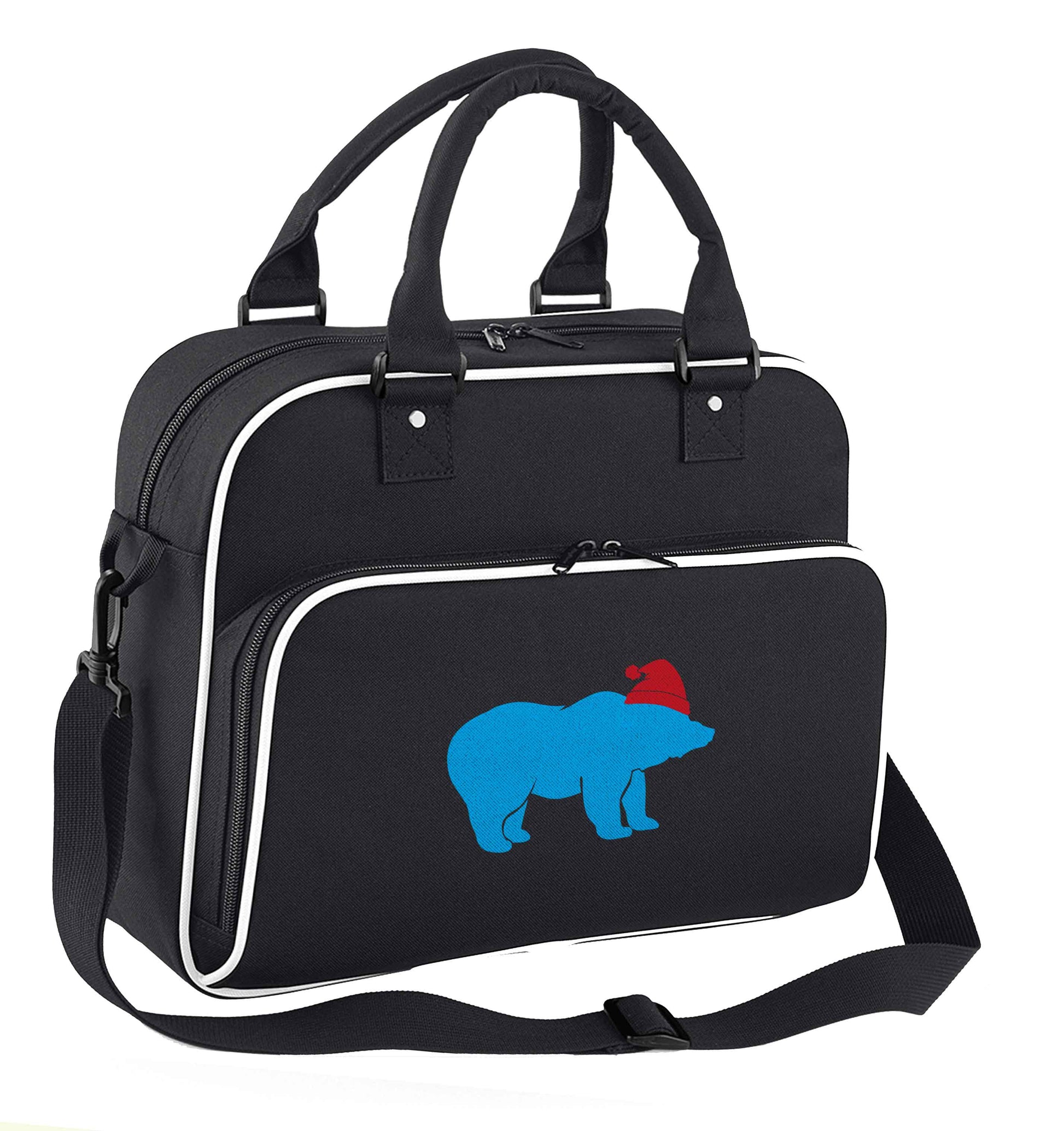Blue bear Santa children's dance bag black with white detail