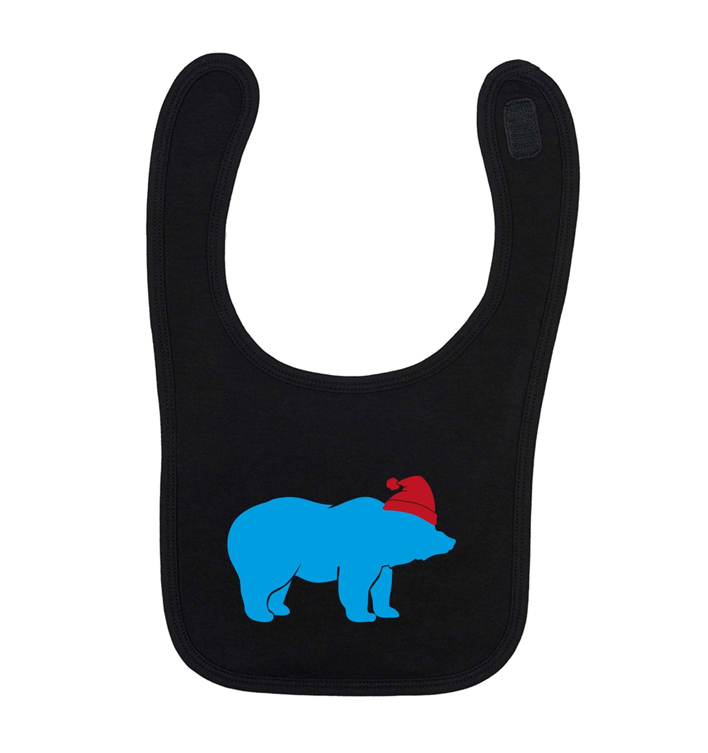 Blue bear Santa black baby bib
