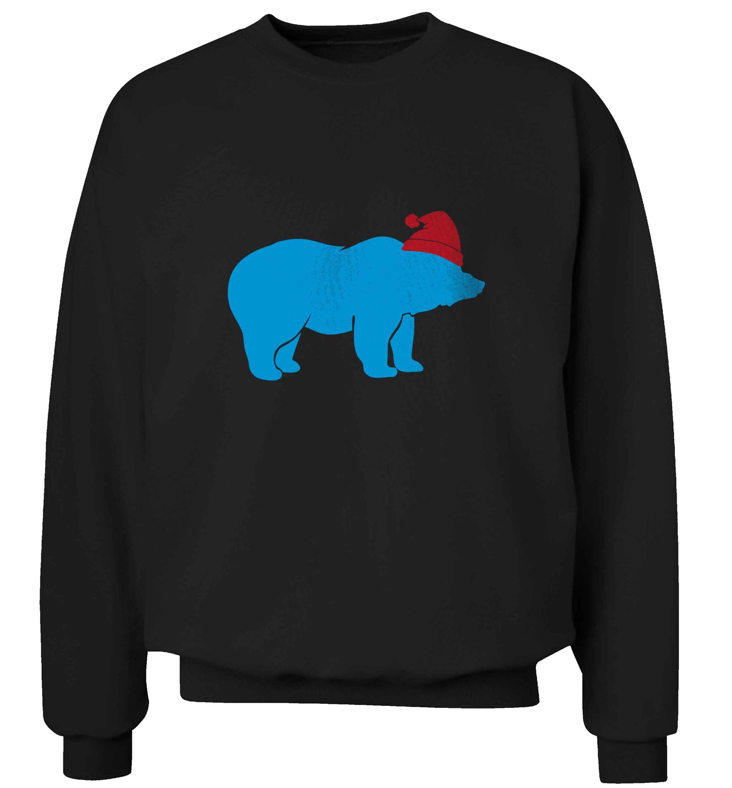 Blue bear Santa adult's unisex black sweater 2XL