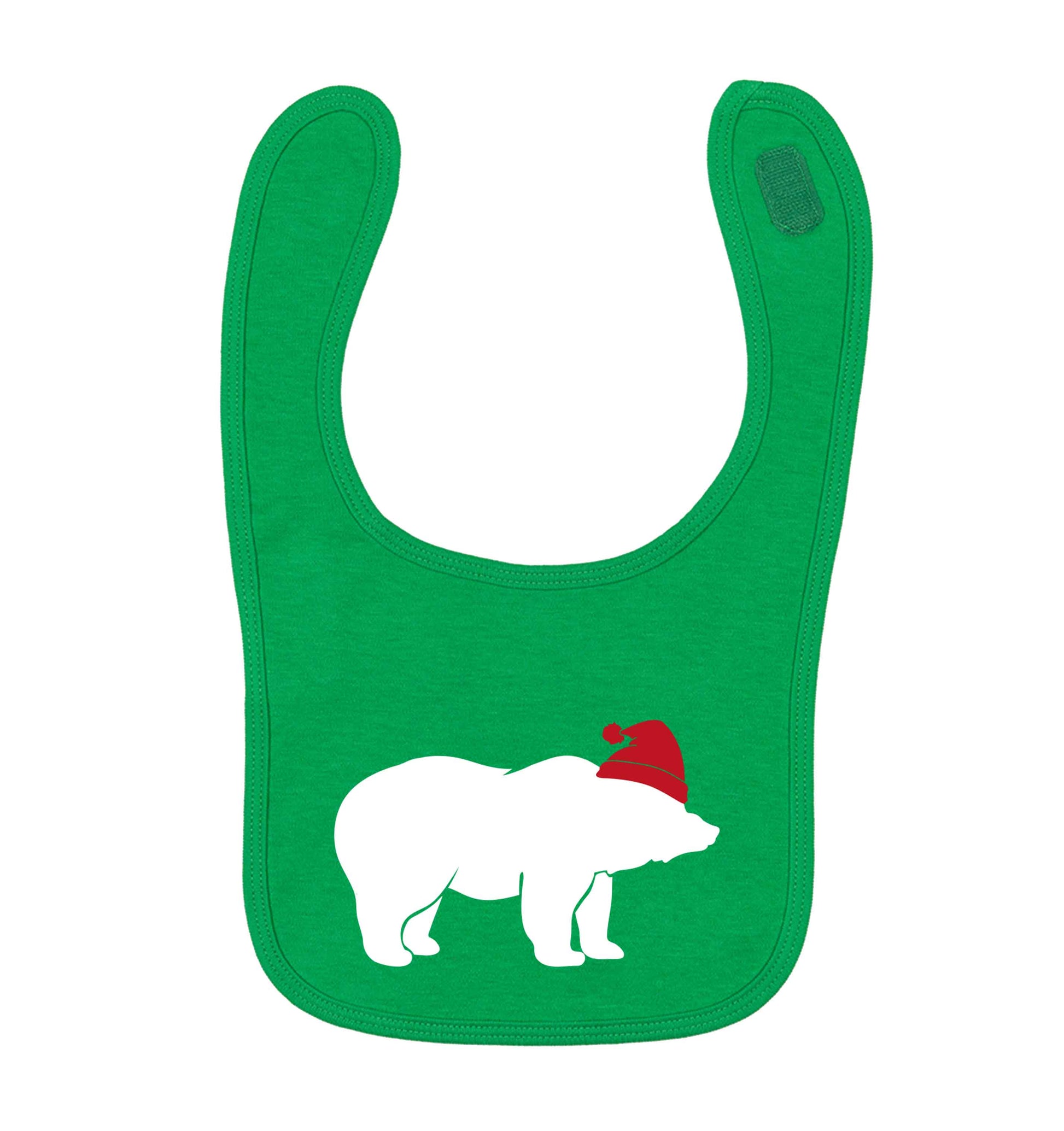 Blue bear Santa green baby bib