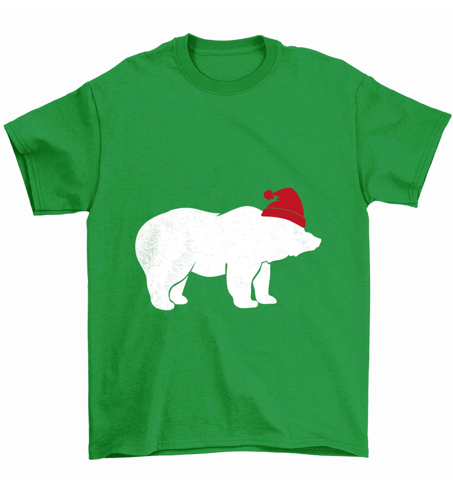 Blue bear Santa Children's green Tshirt 12-13 Years
