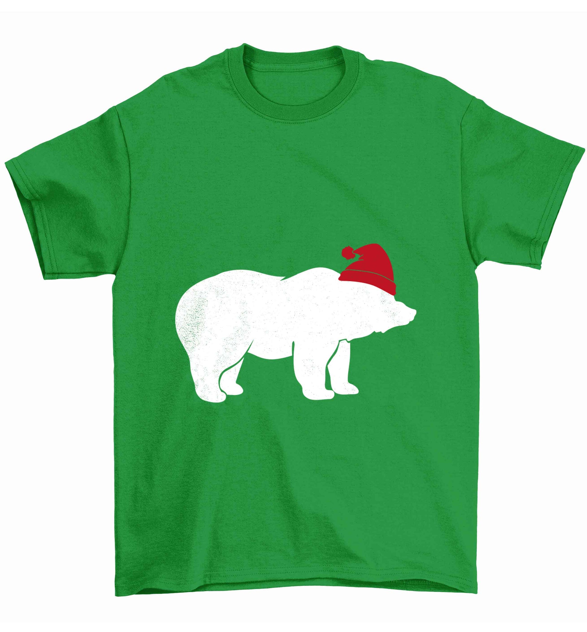 Blue bear Santa Children's green Tshirt 12-13 Years