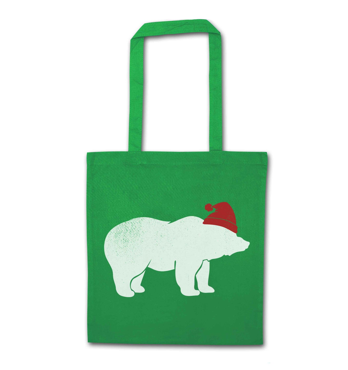Blue bear Santa green tote bag