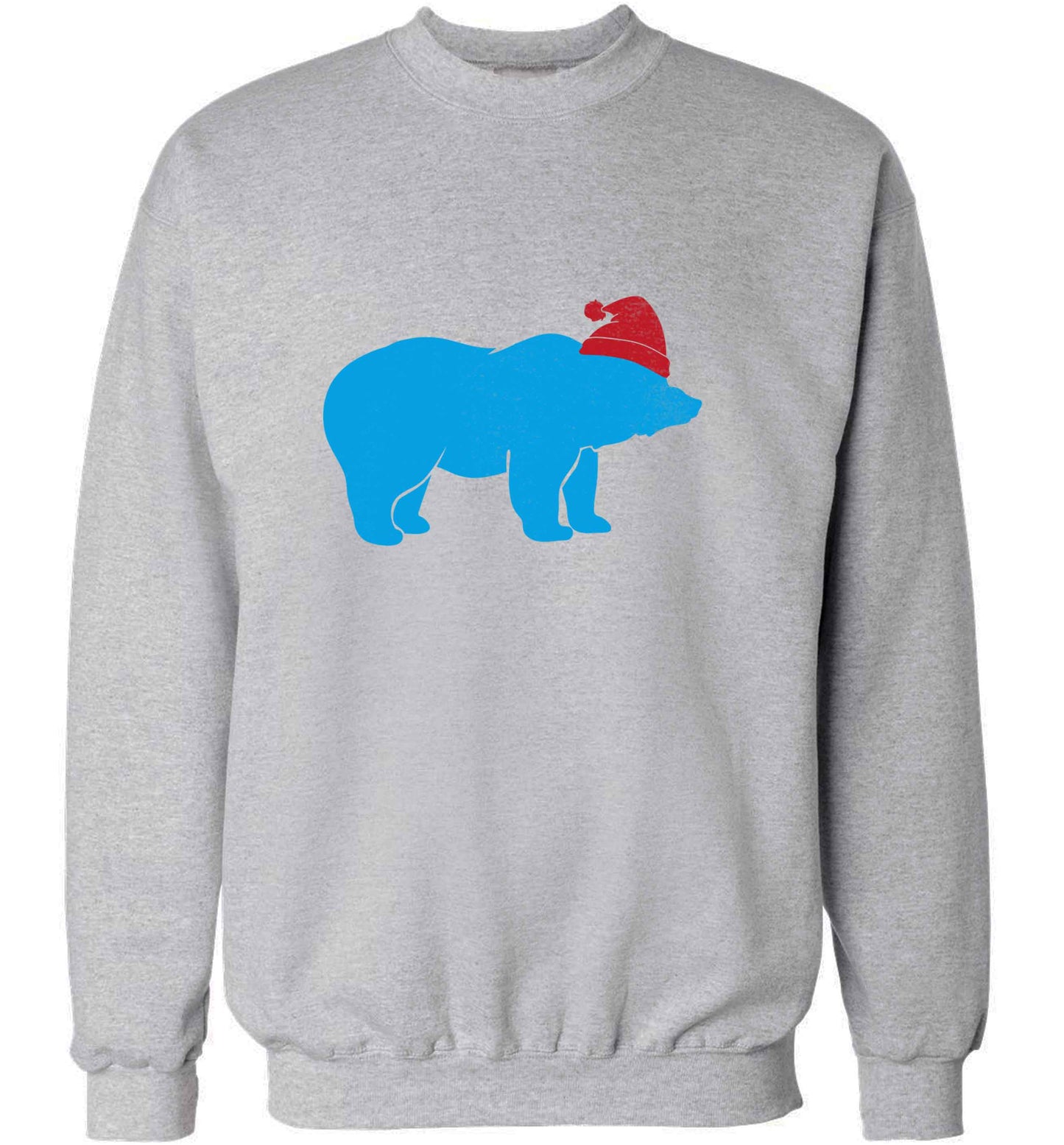 Blue bear Santa adult's unisex grey sweater 2XL