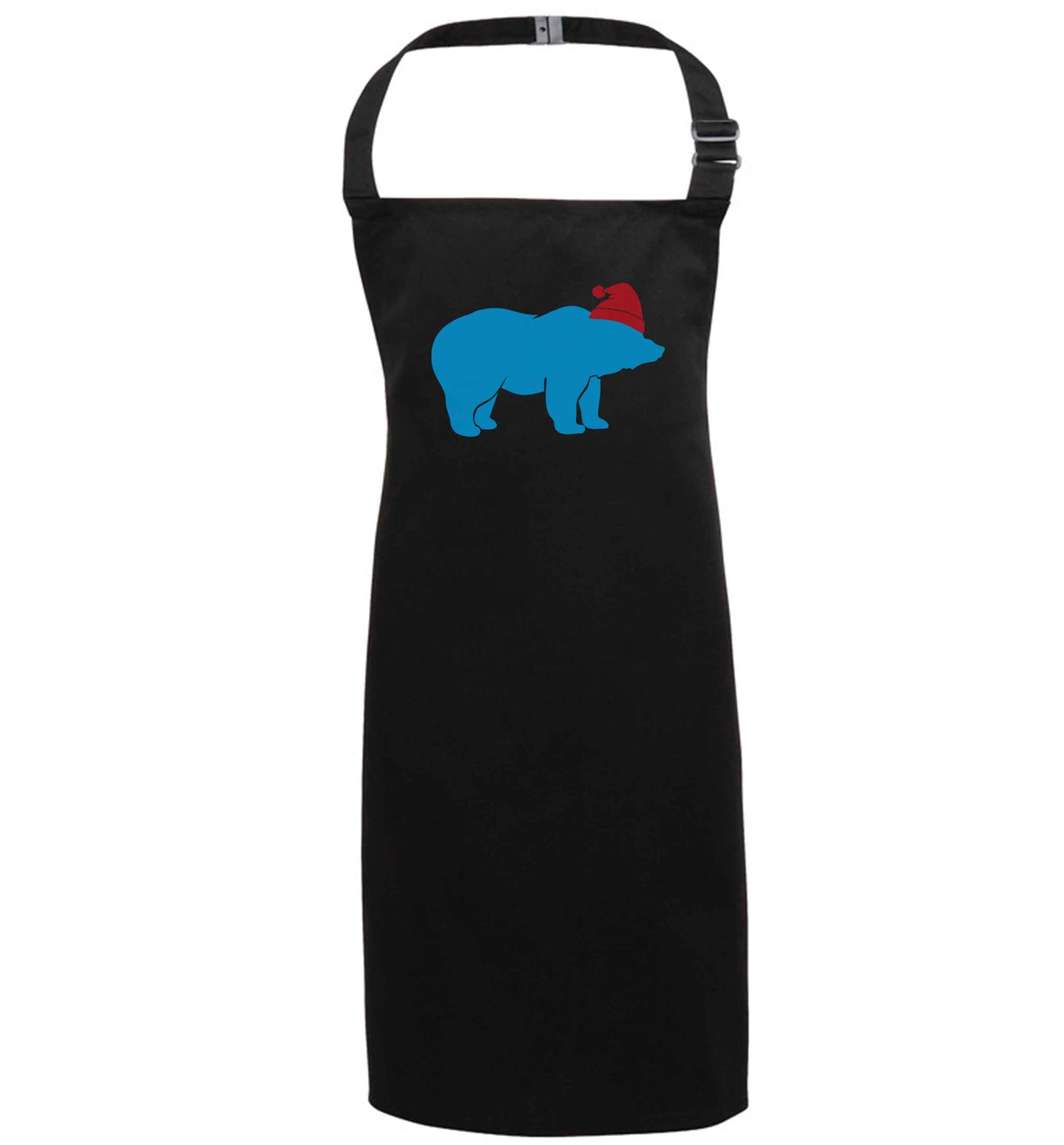 Blue bear Santa black apron 7-10 years
