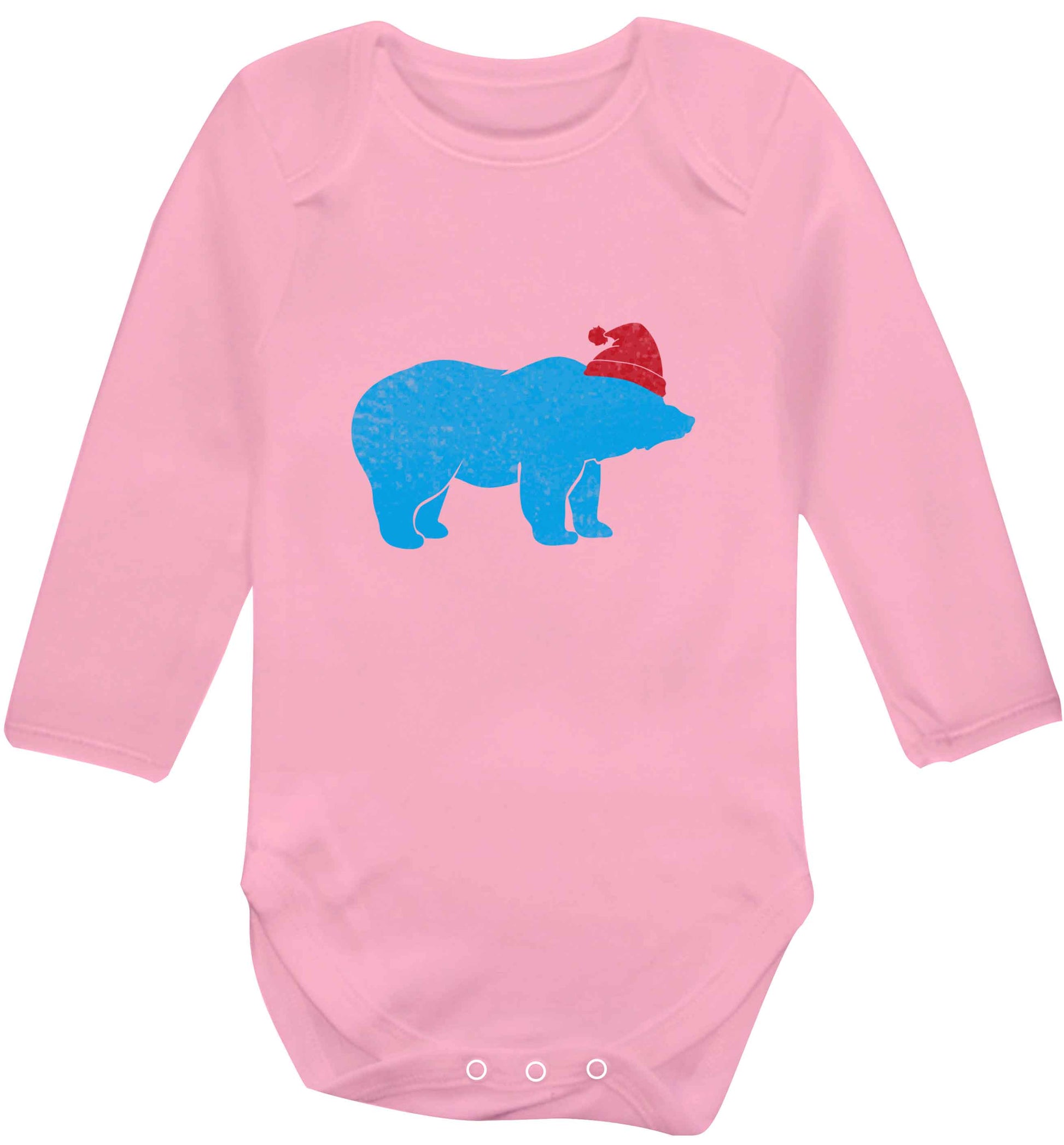 Blue bear Santa baby vest long sleeved pale pink 6-12 months