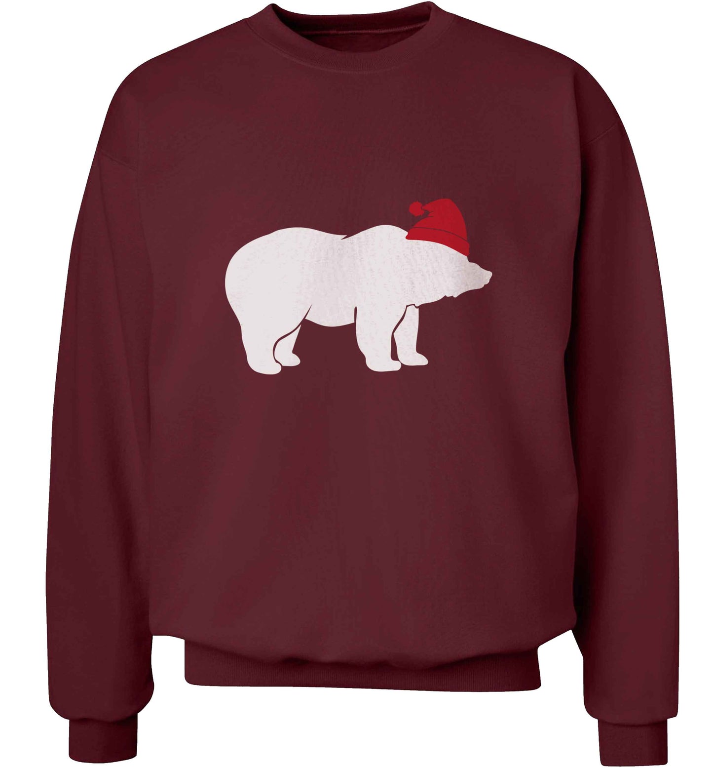 Blue bear Santa adult's unisex maroon sweater 2XL