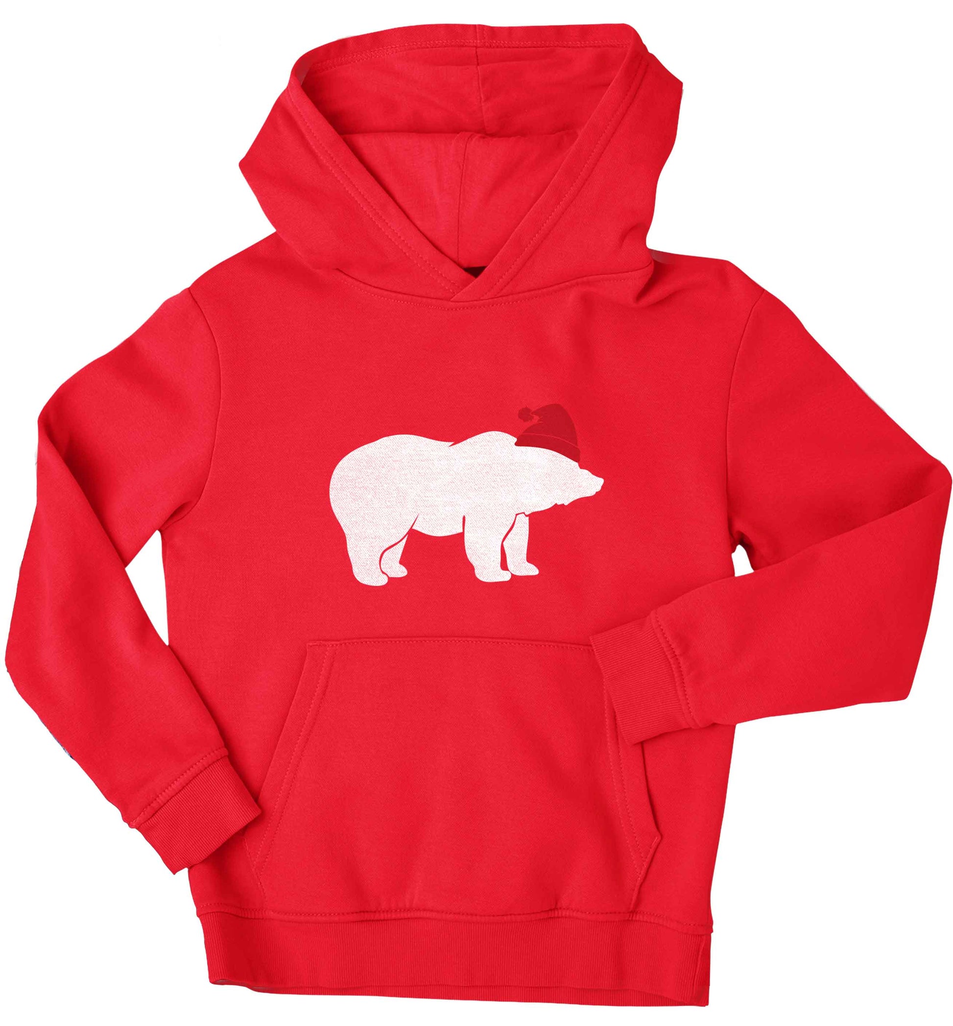 Blue bear Santa children's red hoodie 12-13 Years