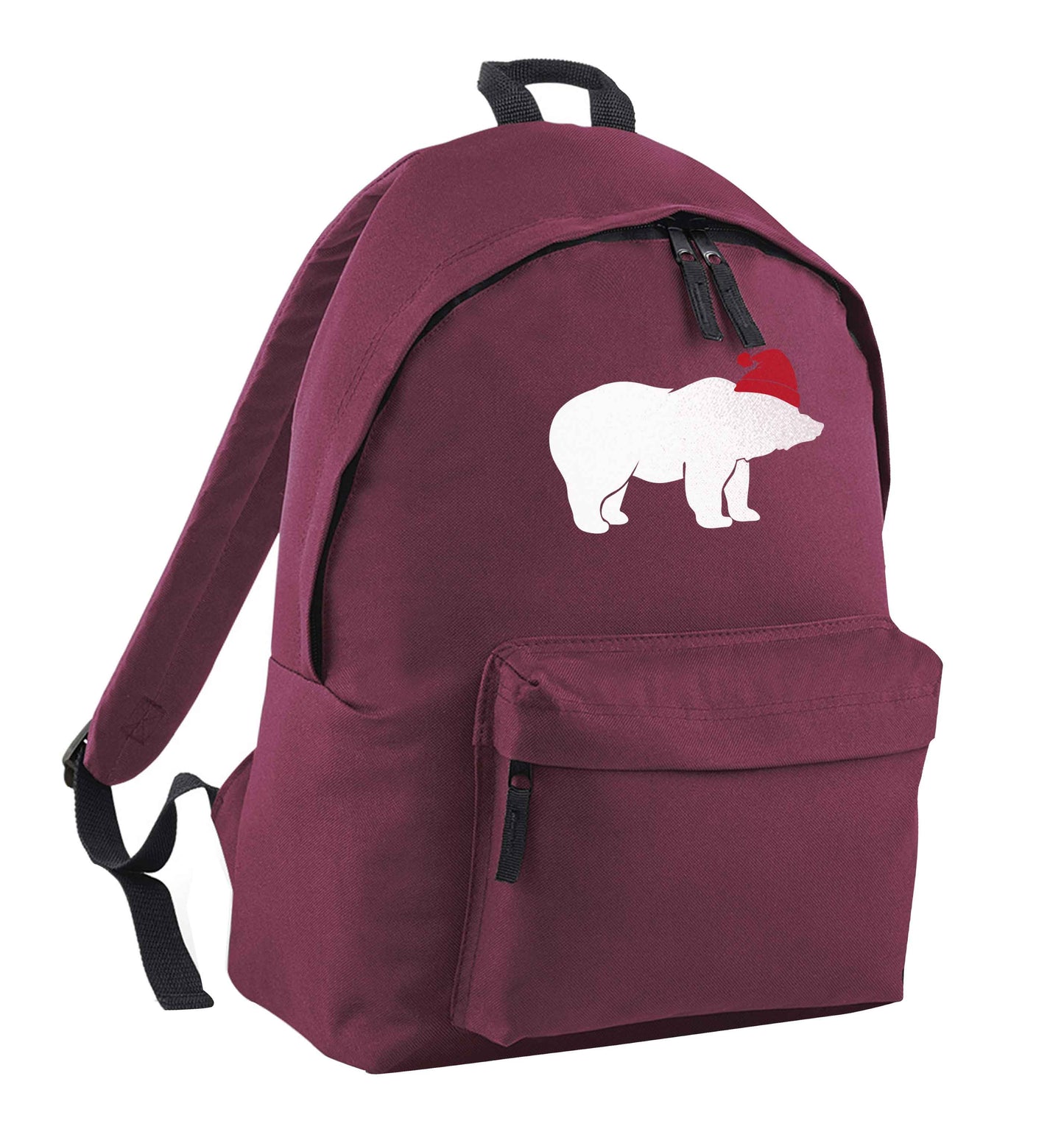 Blue bear Santa maroon children's backpack