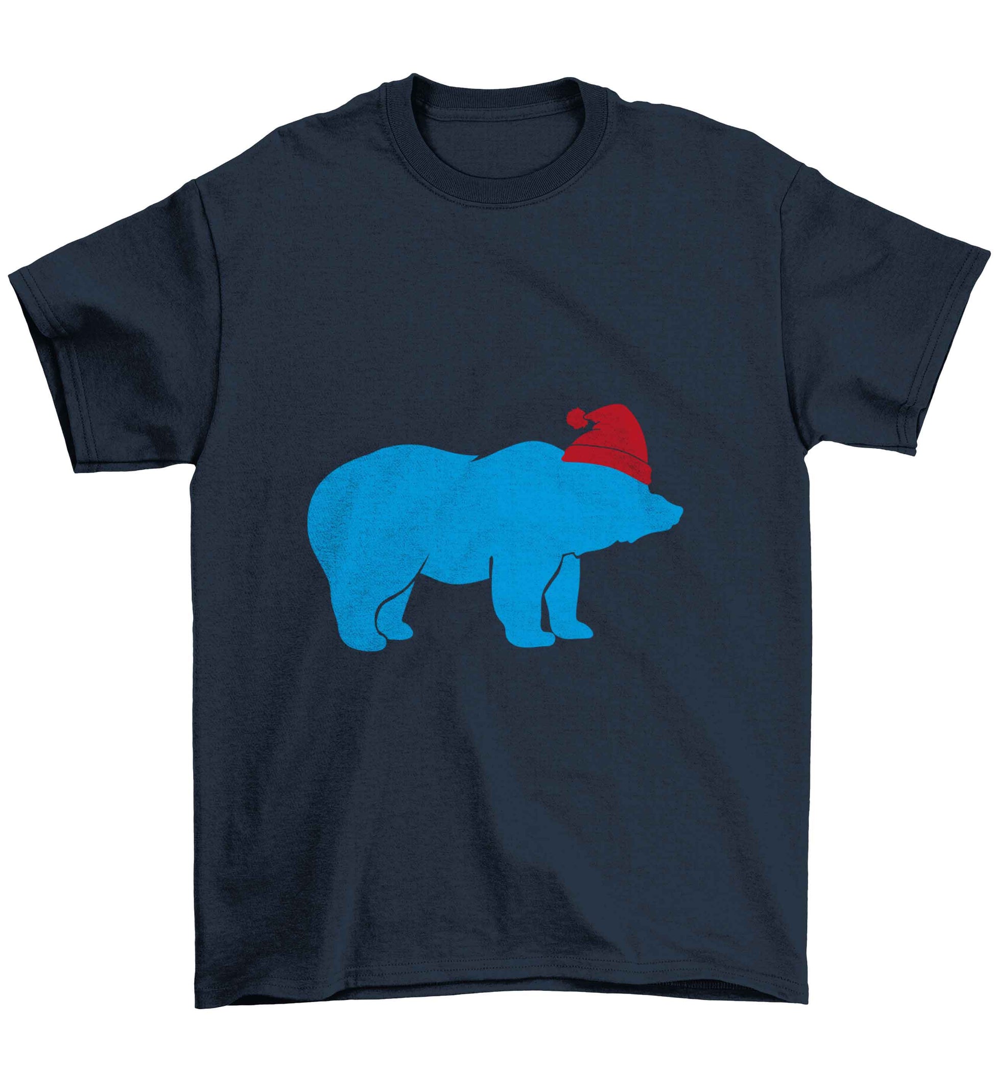 Blue bear Santa Children's navy Tshirt 12-13 Years