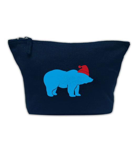 Blue bear Santa navy makeup bag