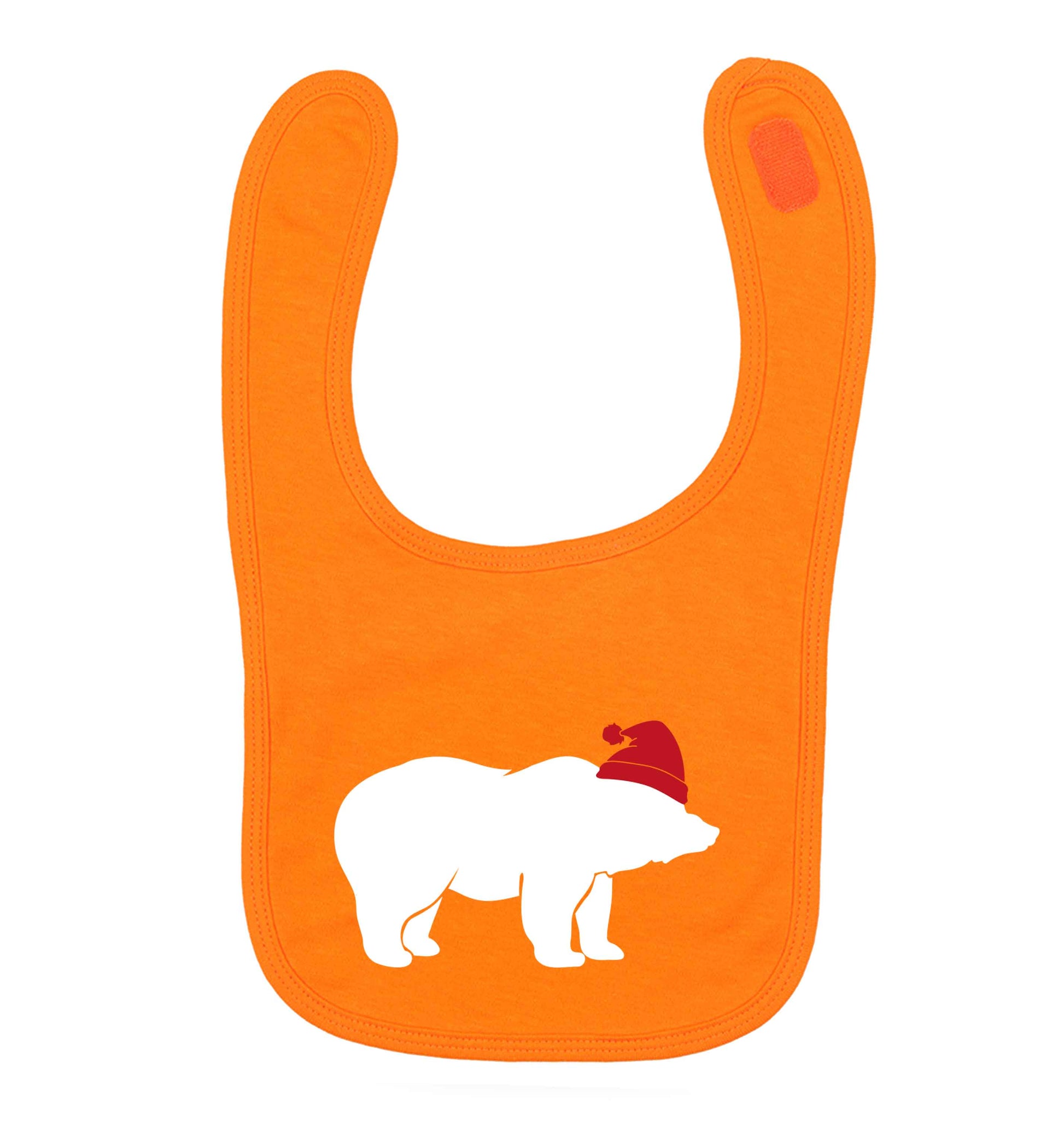 Blue bear Santa orange baby bib