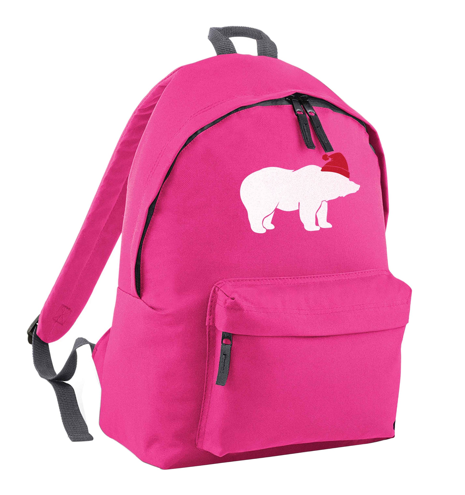Blue bear Santa pink children's backpack