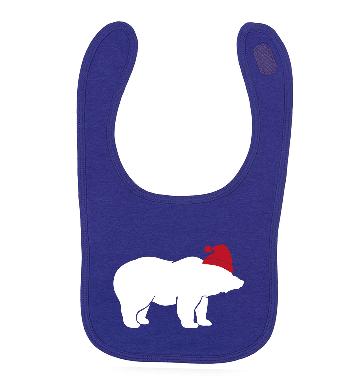 Blue bear Santa purple baby bib