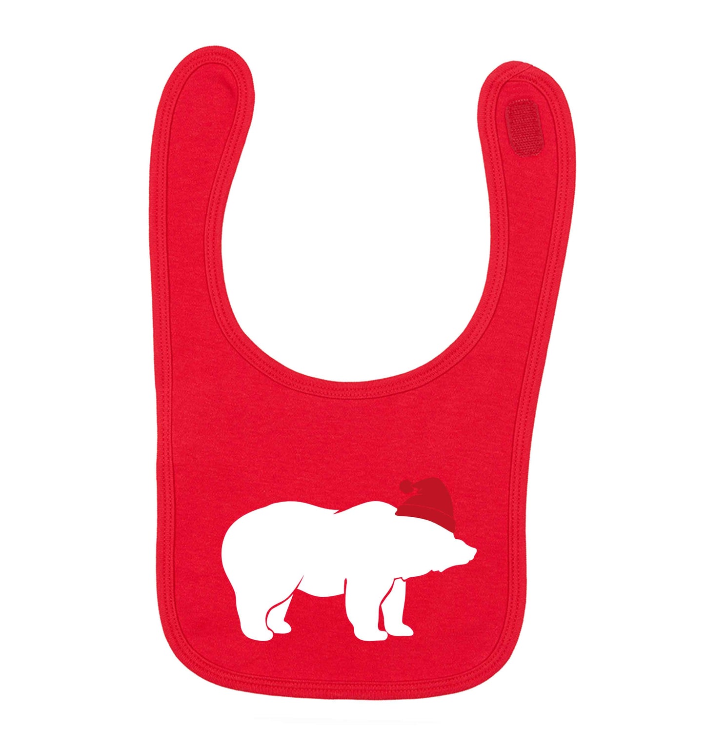 Blue bear Santa red baby bib
