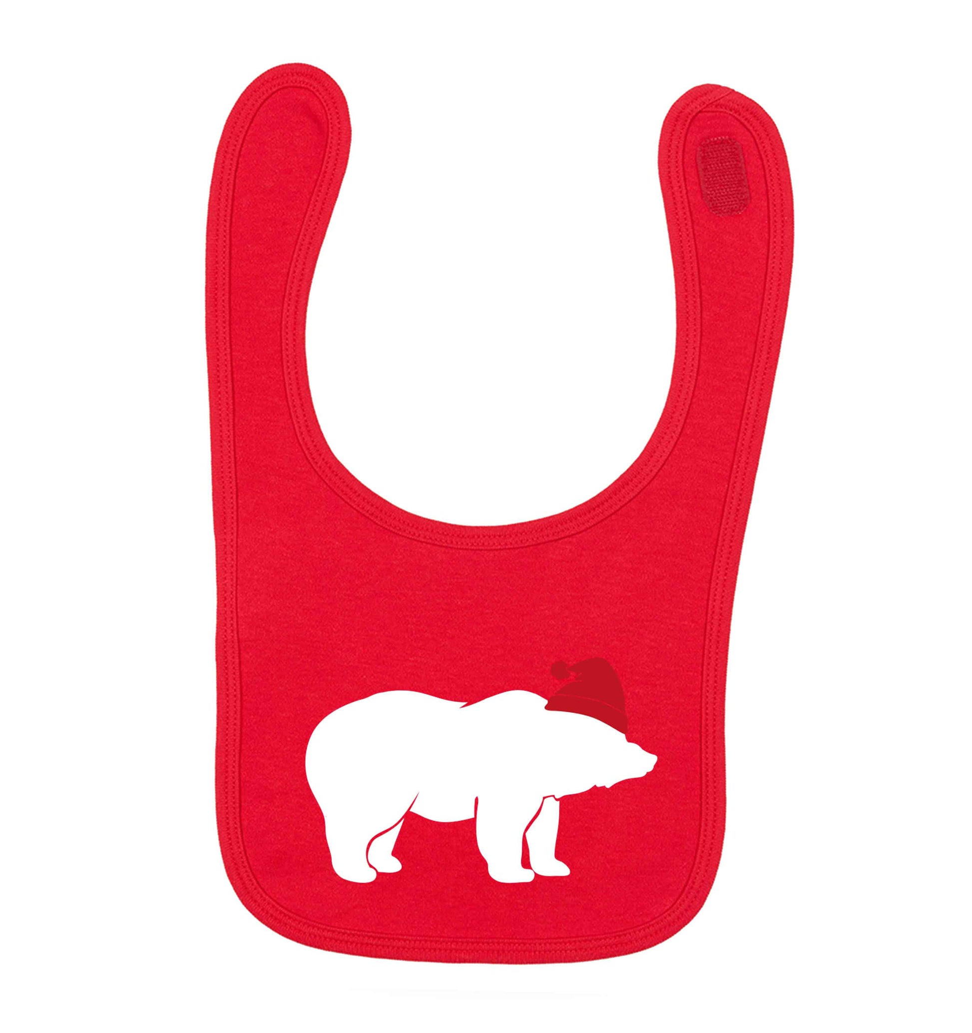 Blue bear Santa red baby bib