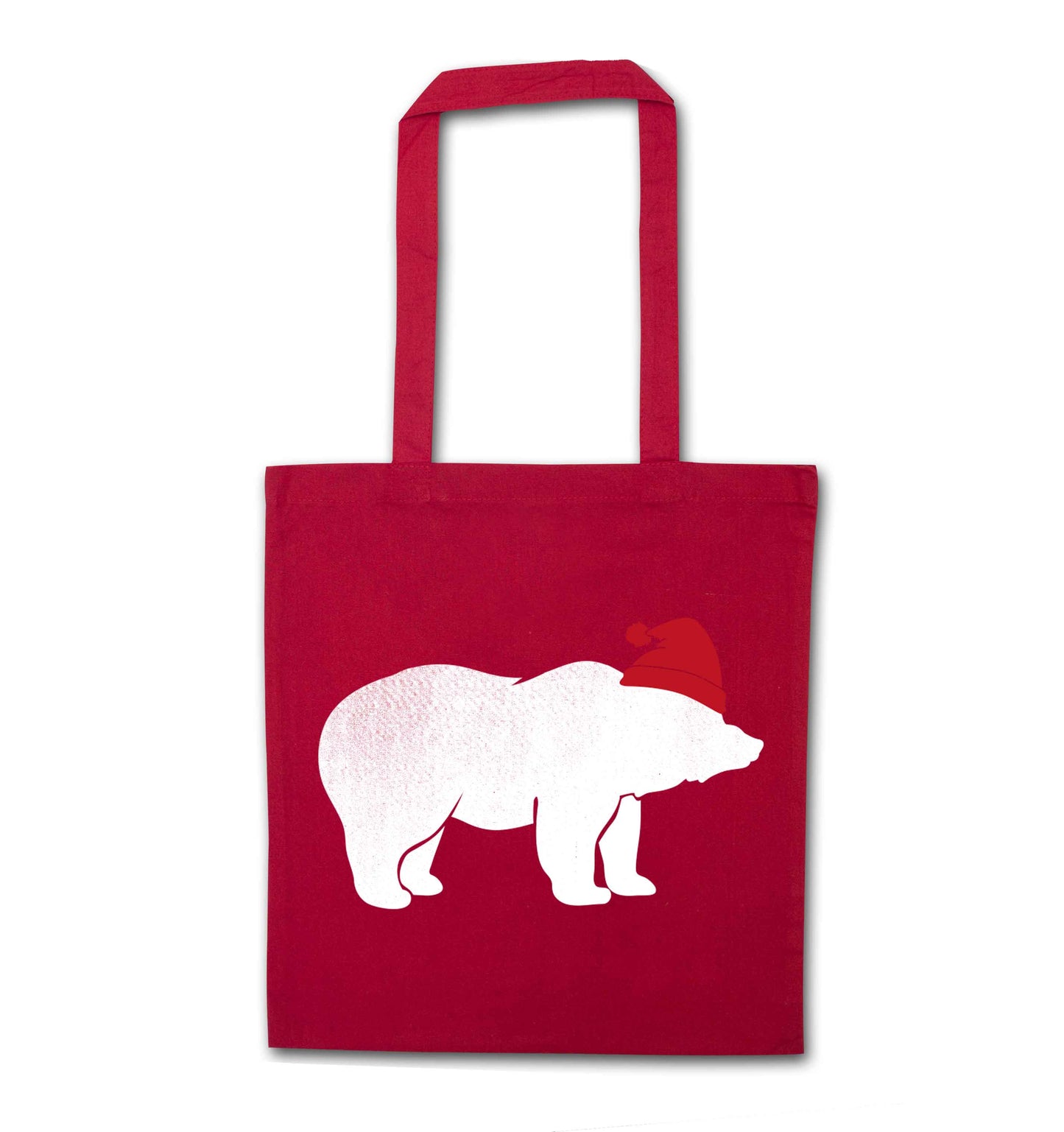 Blue bear Santa red tote bag