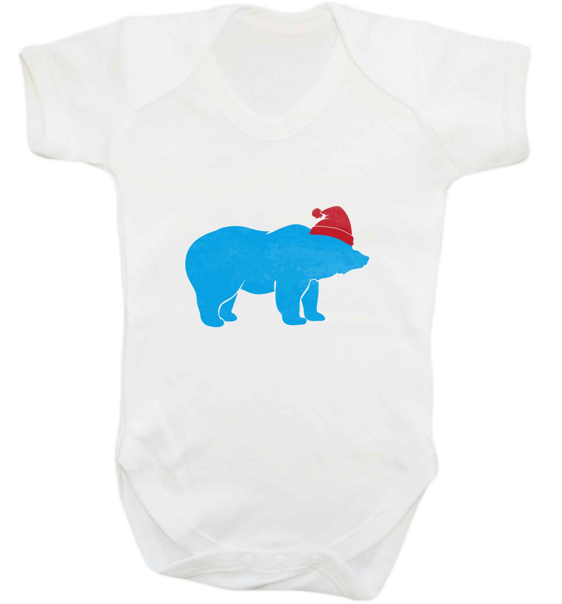 Blue bear Santa baby vest white 18-24 months