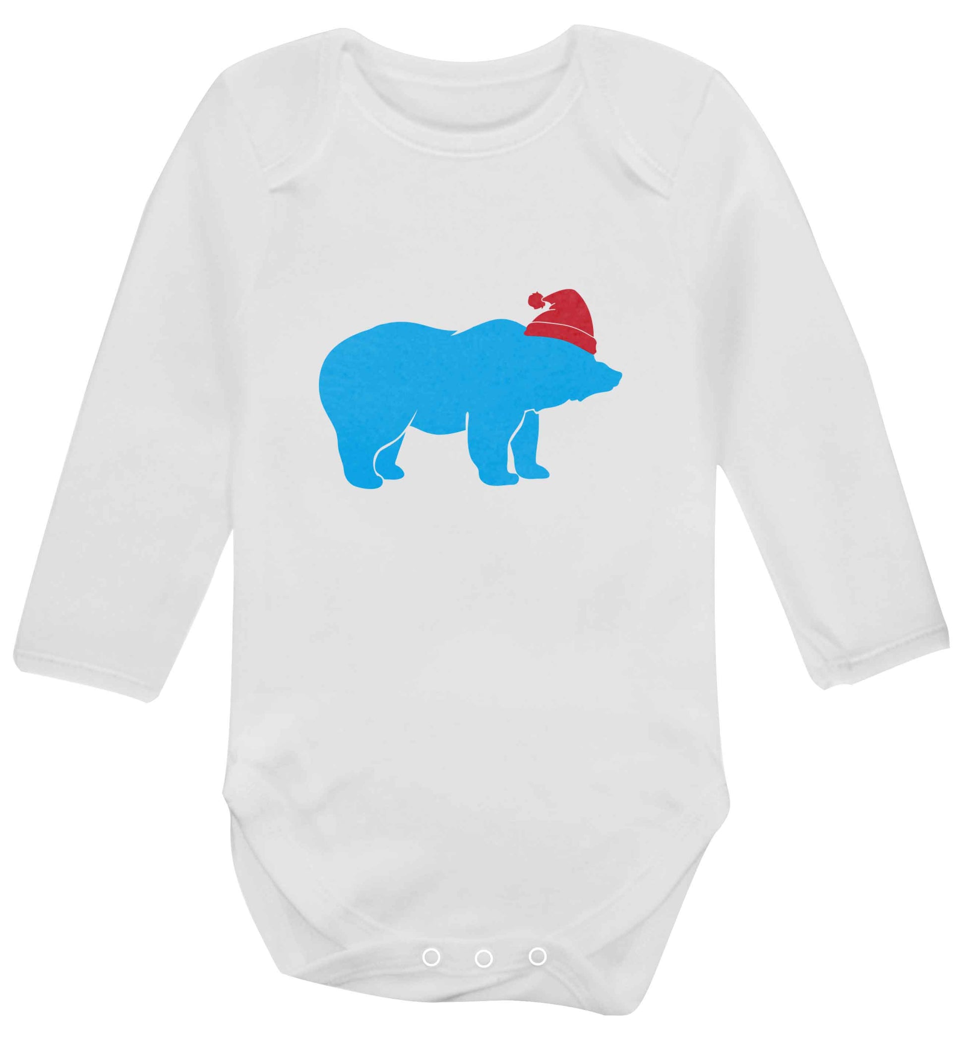 Blue bear Santa baby vest long sleeved white 6-12 months