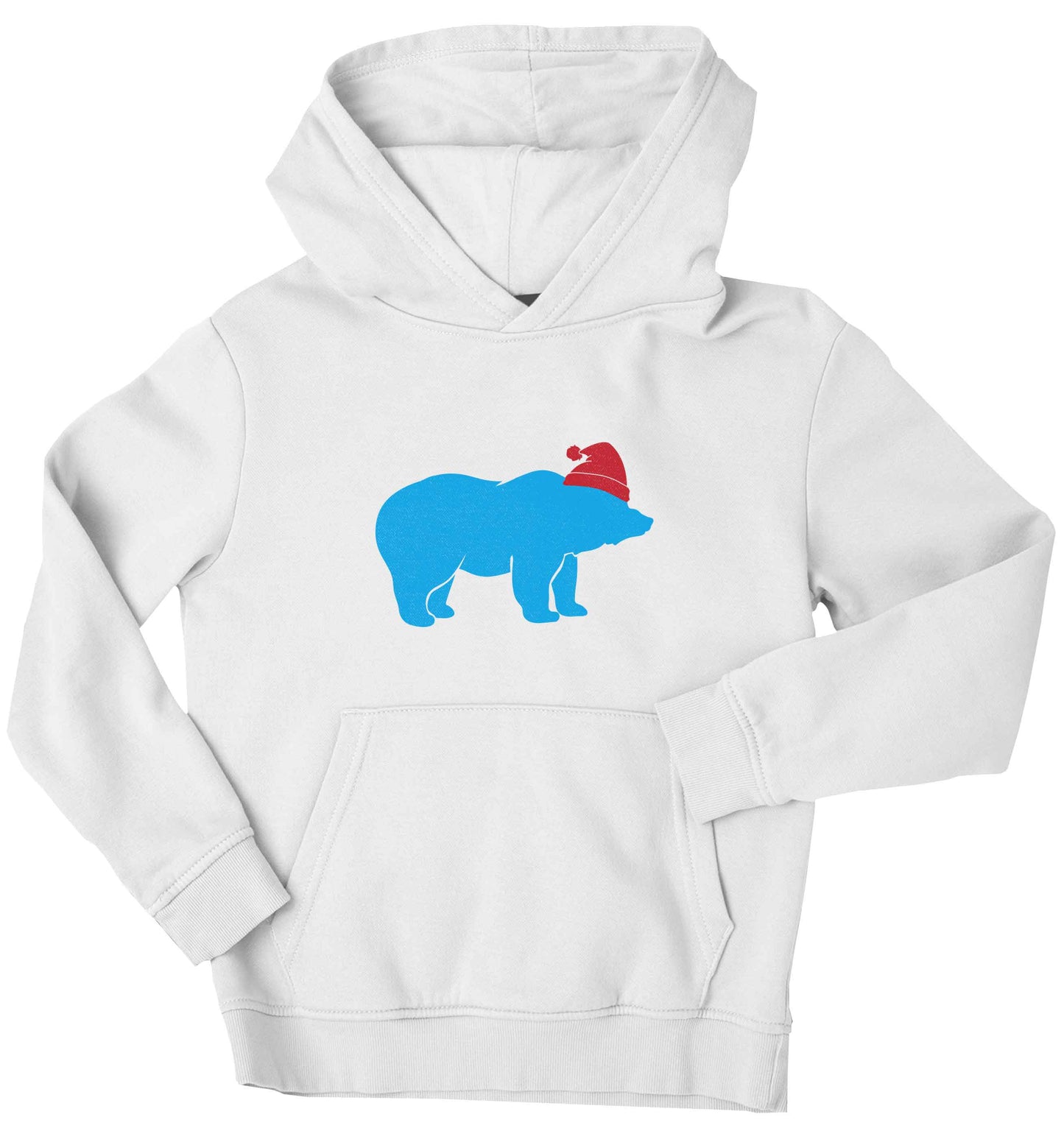 Blue bear Santa children's white hoodie 12-13 Years