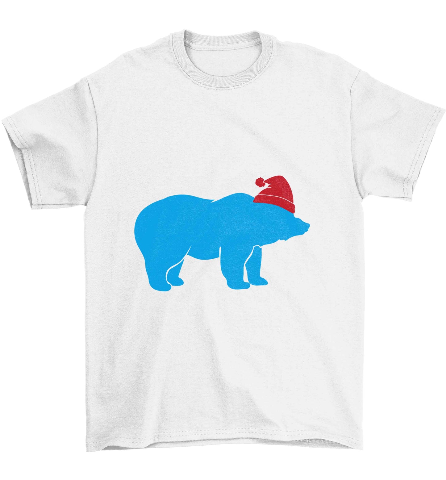 Blue bear Santa Children's white Tshirt 12-13 Years