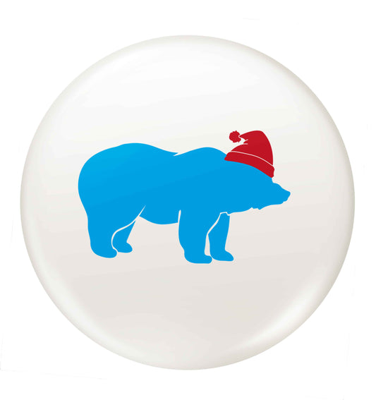 Blue bear Santa small 25mm Pin badge