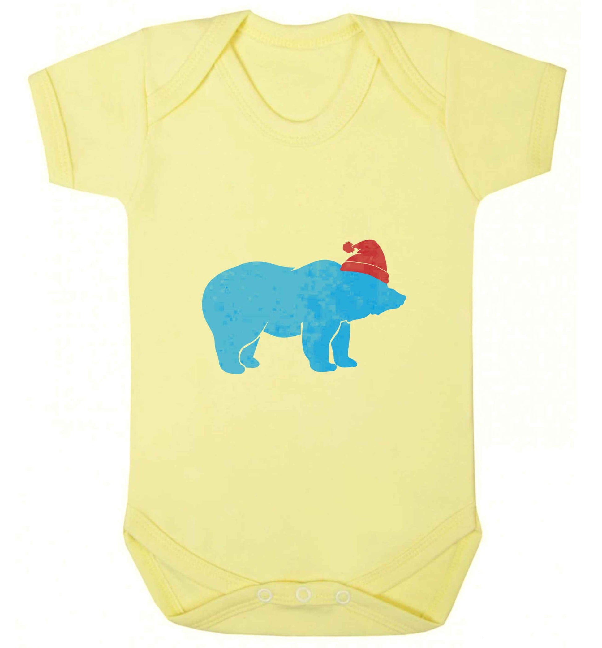 Blue bear Santa baby vest pale yellow 18-24 months