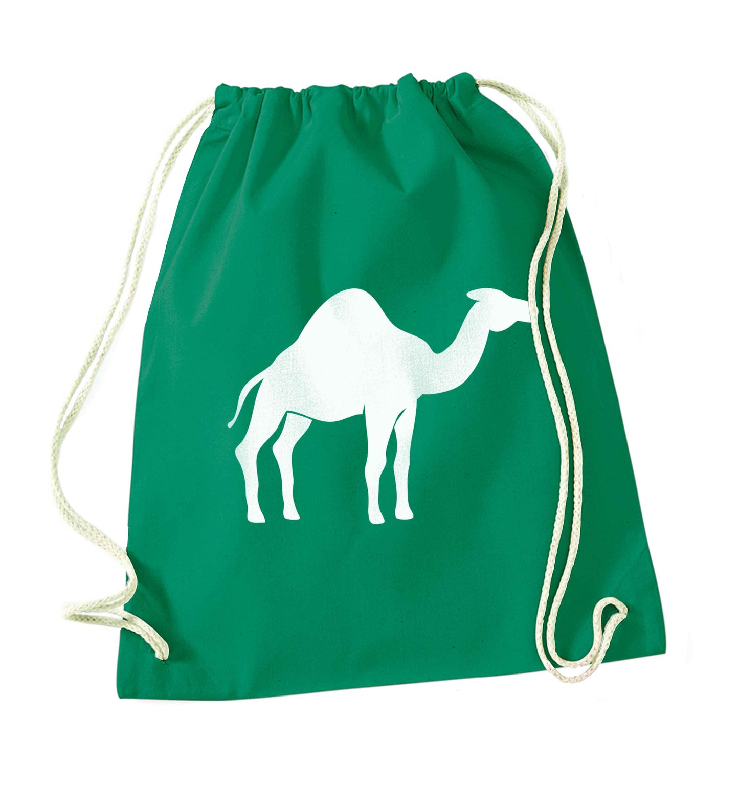 Blue camel green drawstring bag