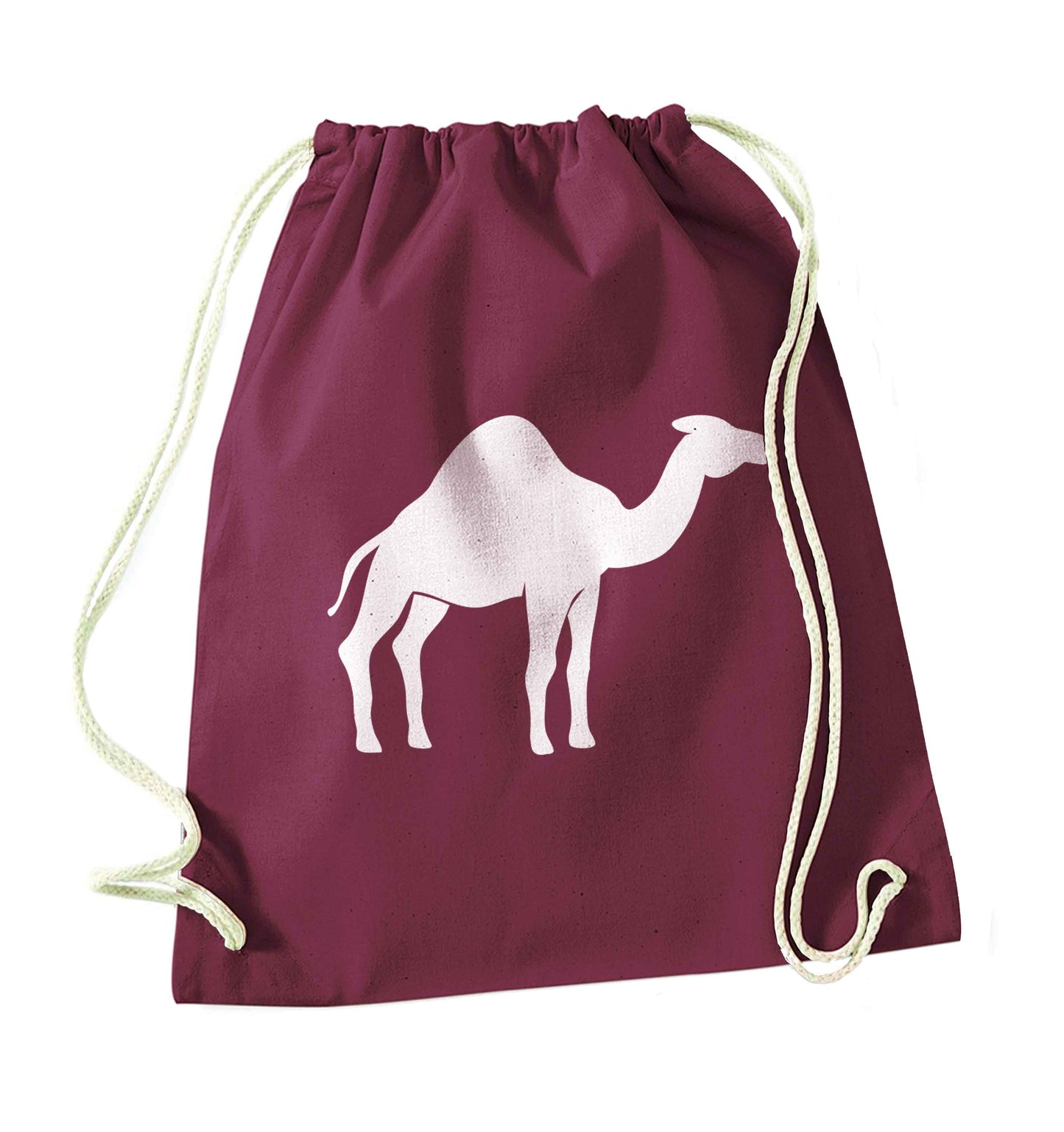 Blue camel maroon drawstring bag