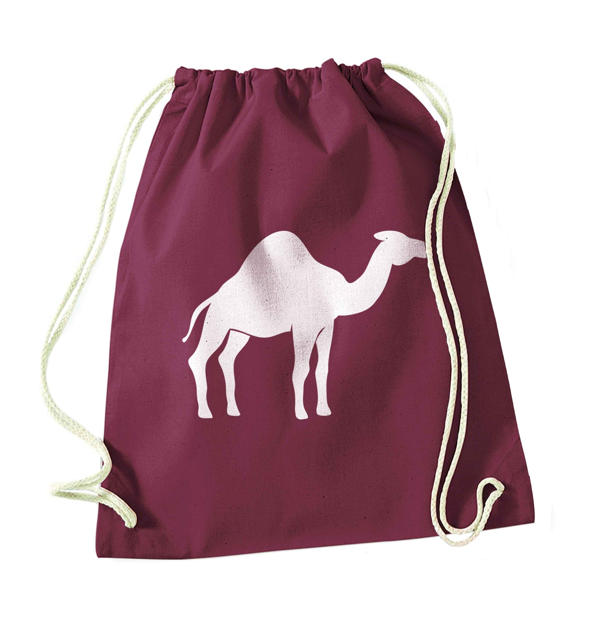 Blue camel maroon drawstring bag