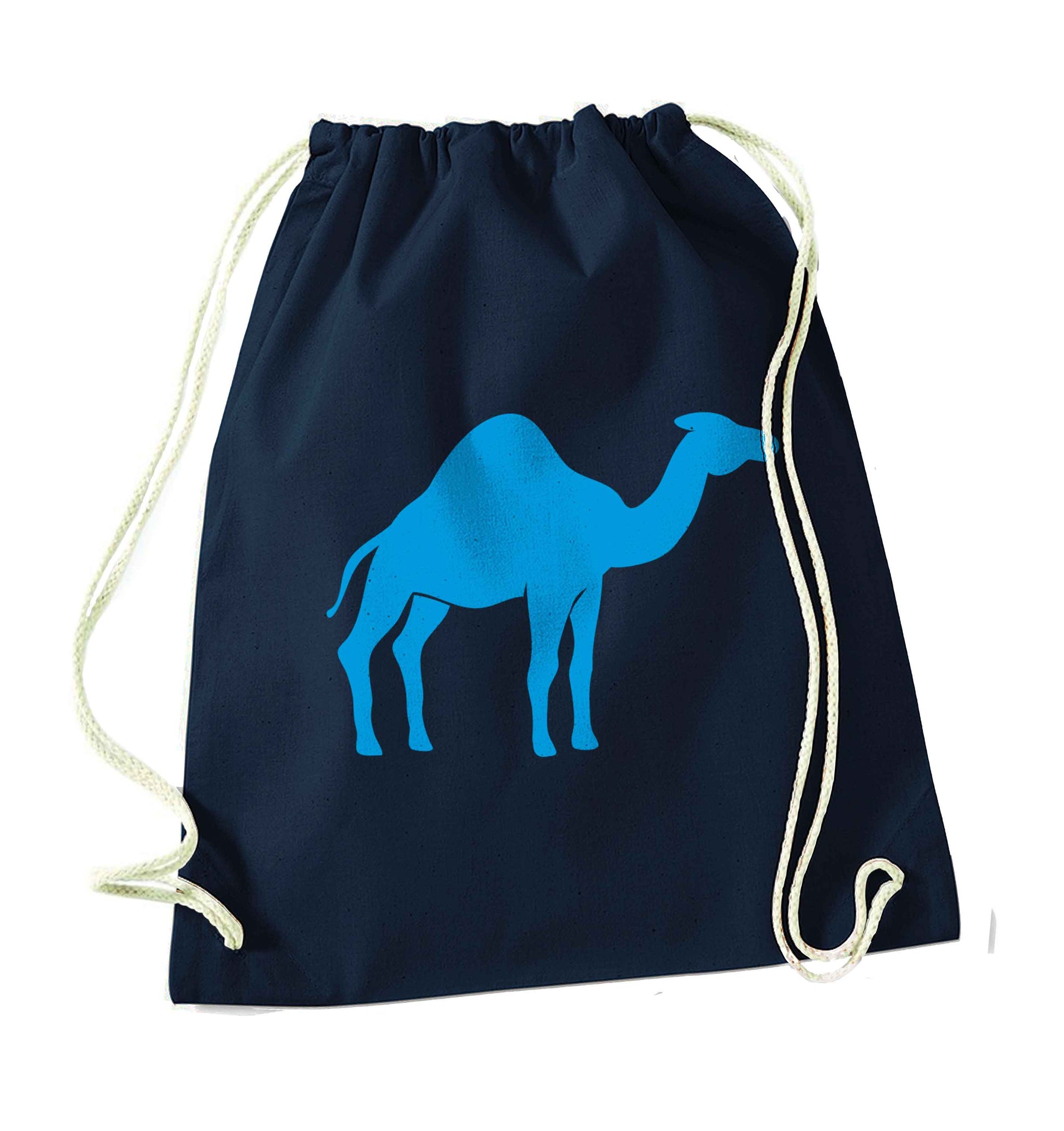 Blue camel navy drawstring bag
