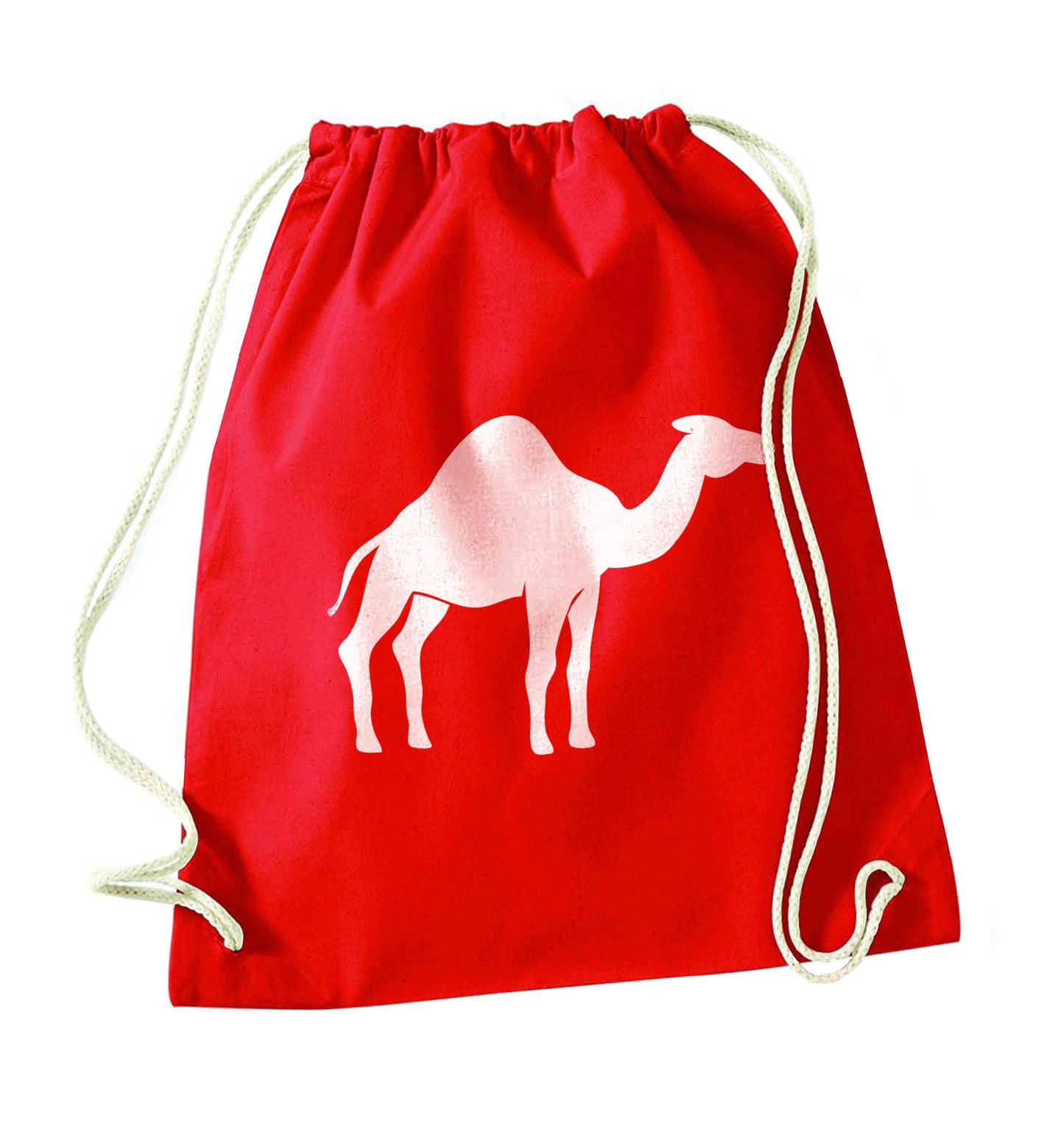 Blue camel red drawstring bag 