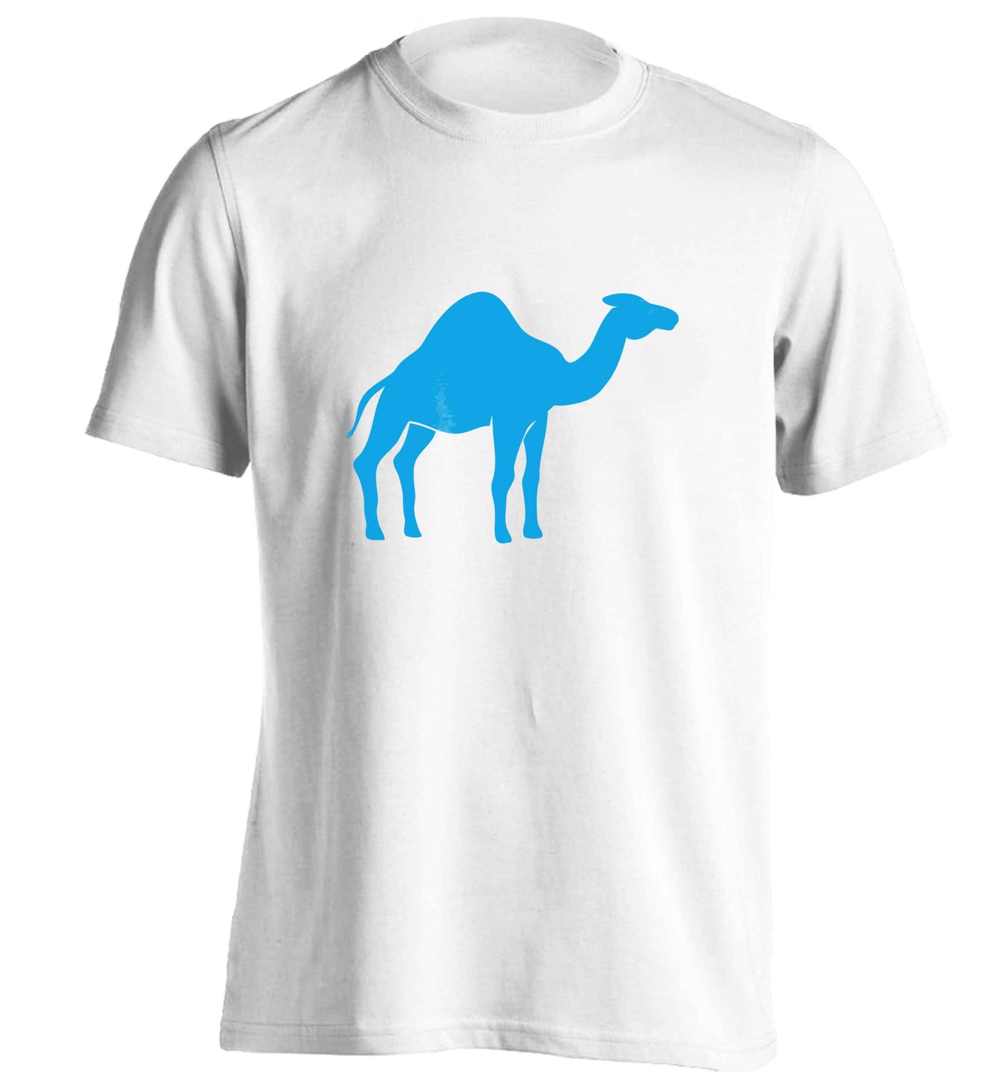 Blue camel adults unisex white Tshirt 2XL