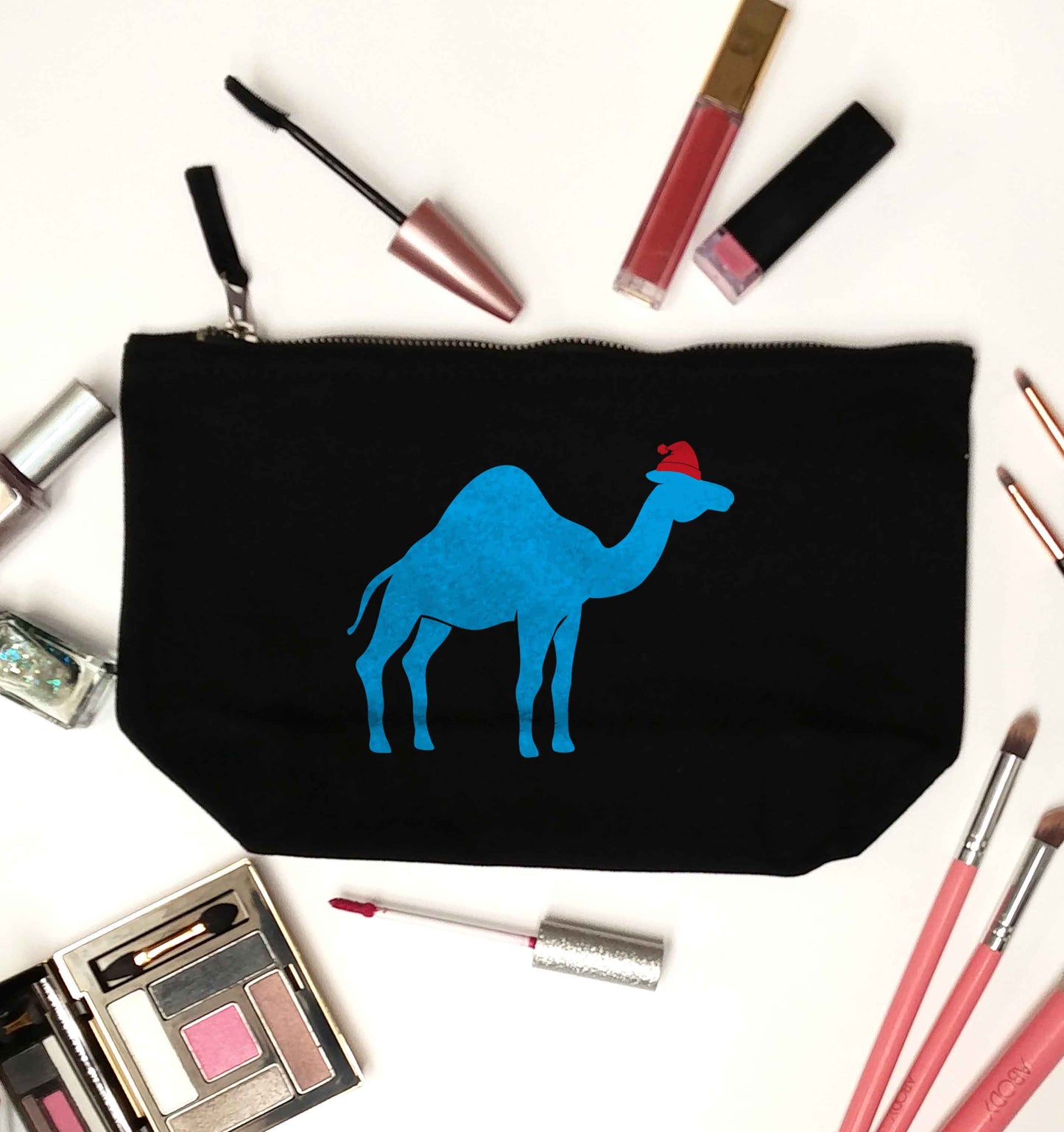 Blue camel santa black makeup bag