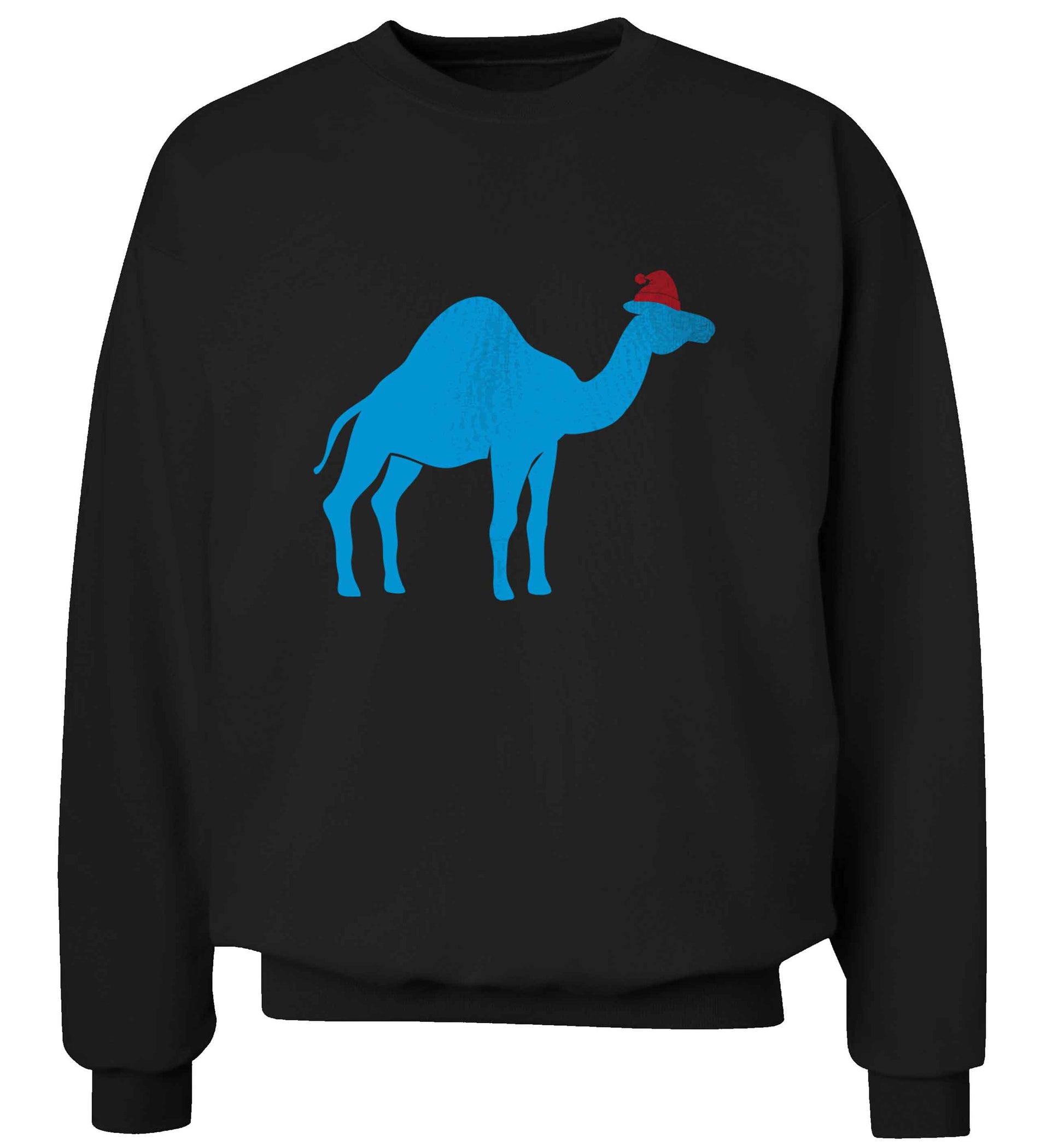 Blue camel santa adult's unisex black sweater 2XL