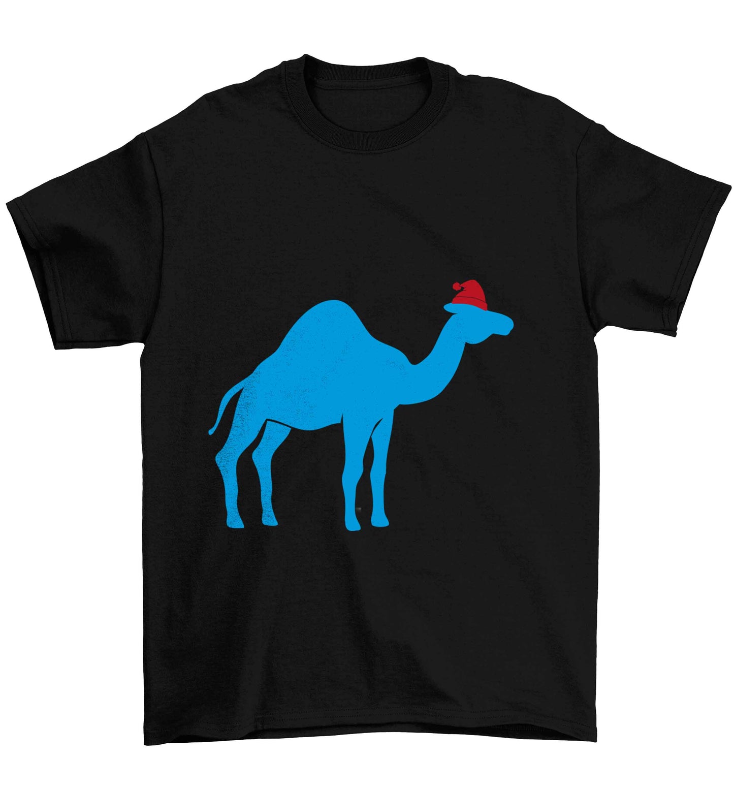 Blue camel santa Children's black Tshirt 12-13 Years