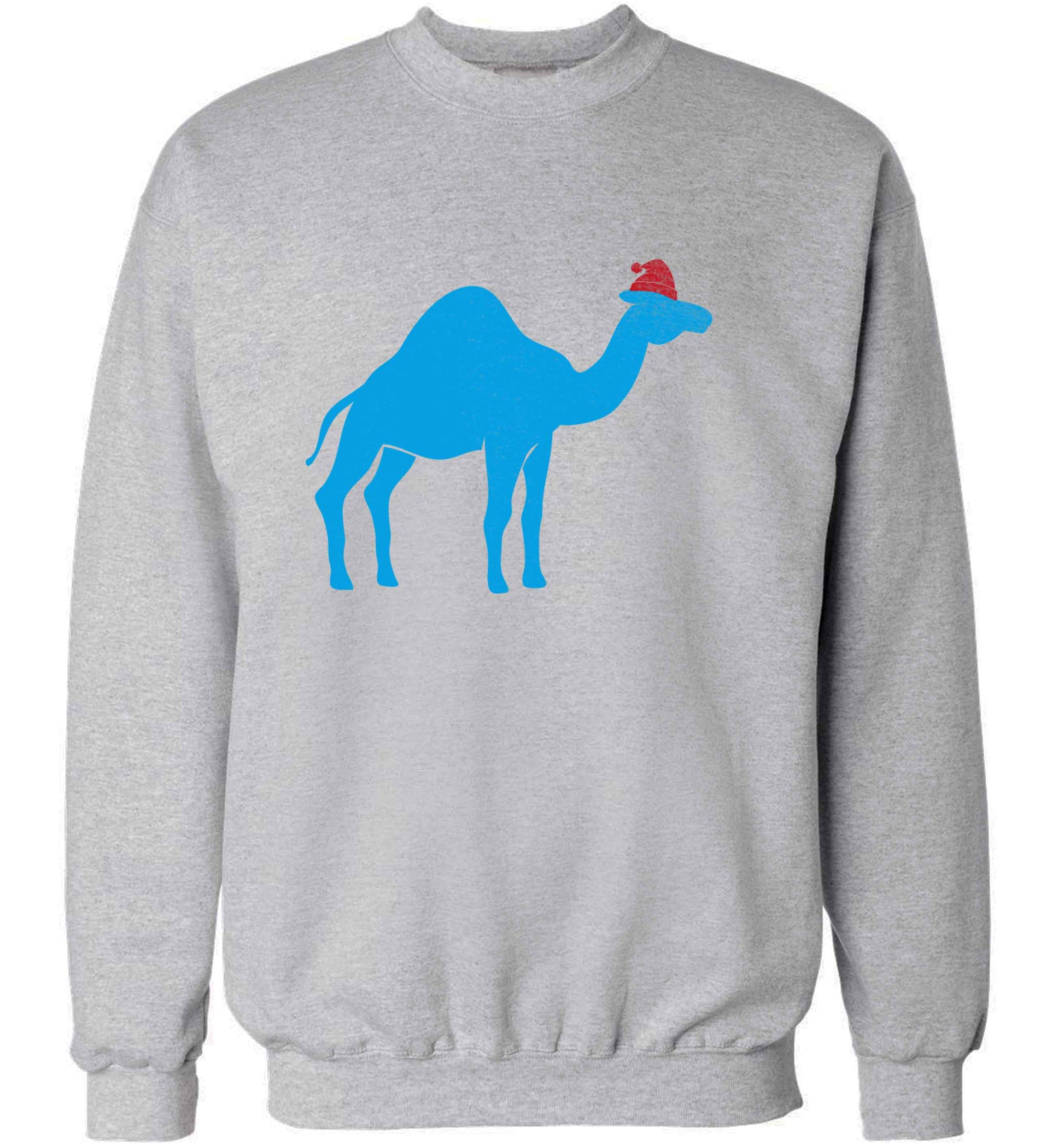 Blue camel santa adult's unisex grey sweater 2XL