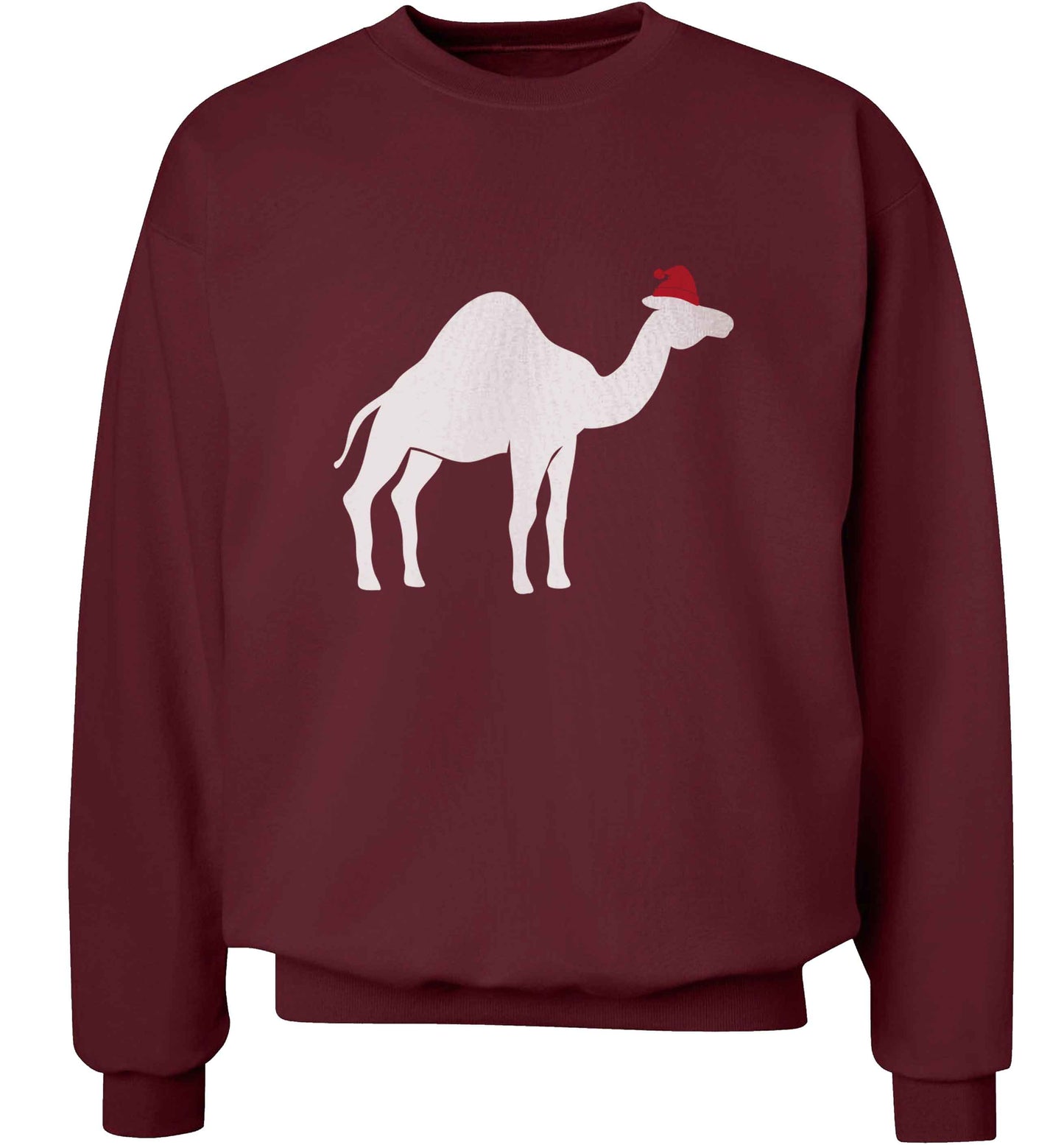 Blue camel santa adult's unisex maroon sweater 2XL