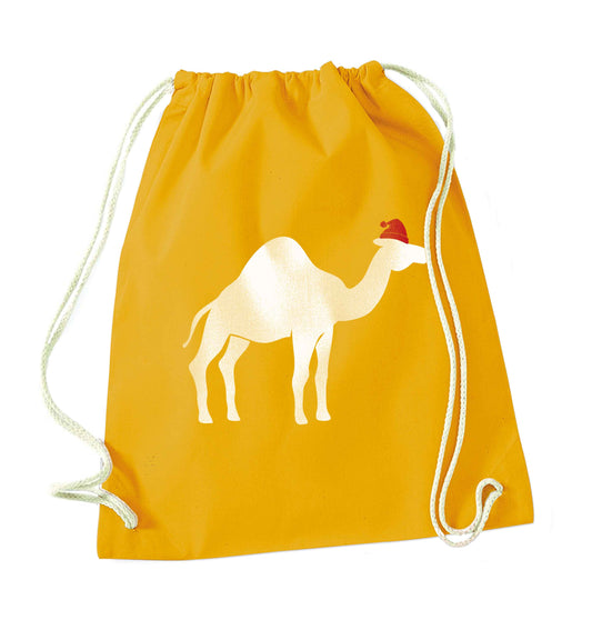 Blue camel santa mustard drawstring bag