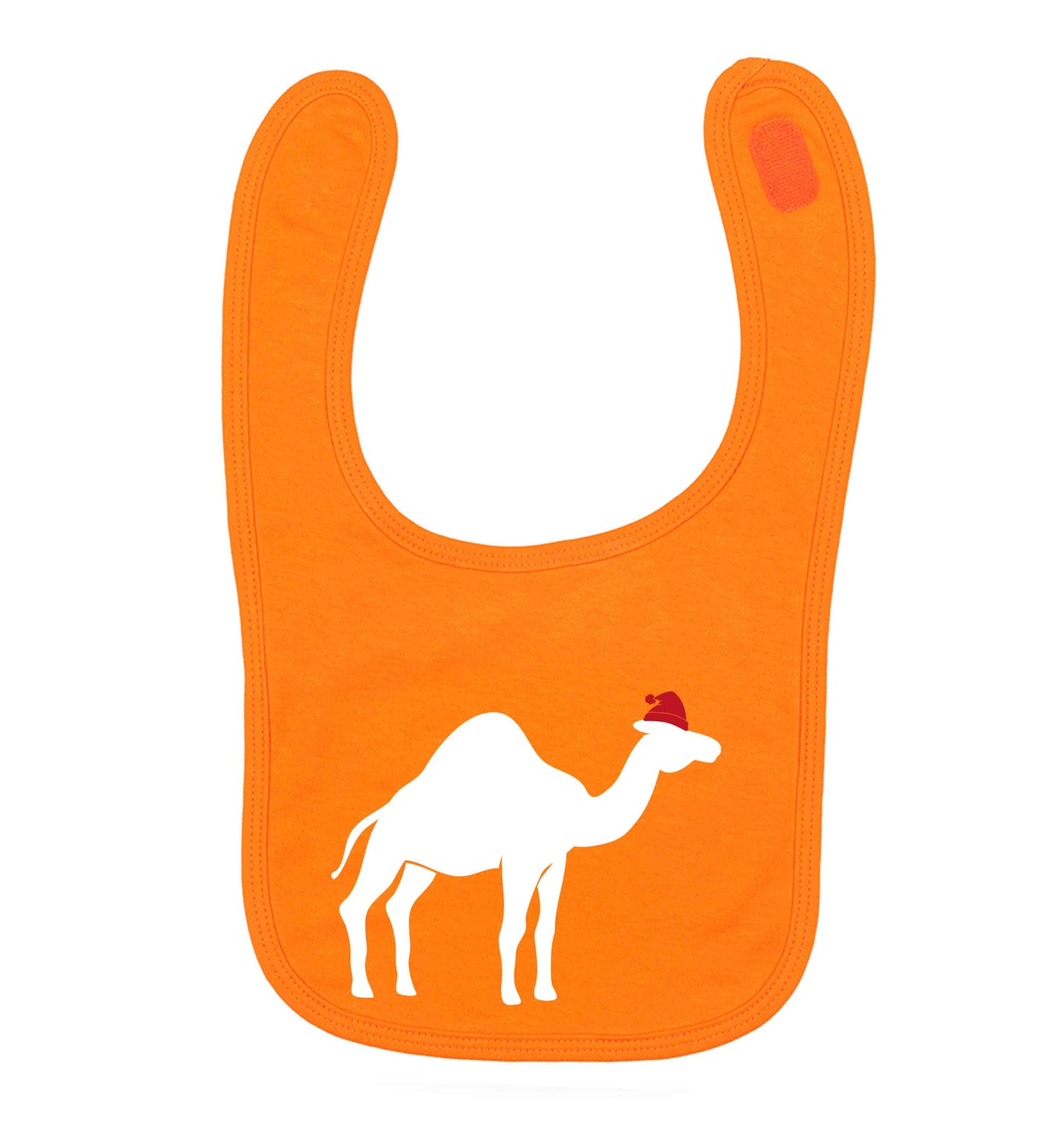 Blue camel santa orange baby bib