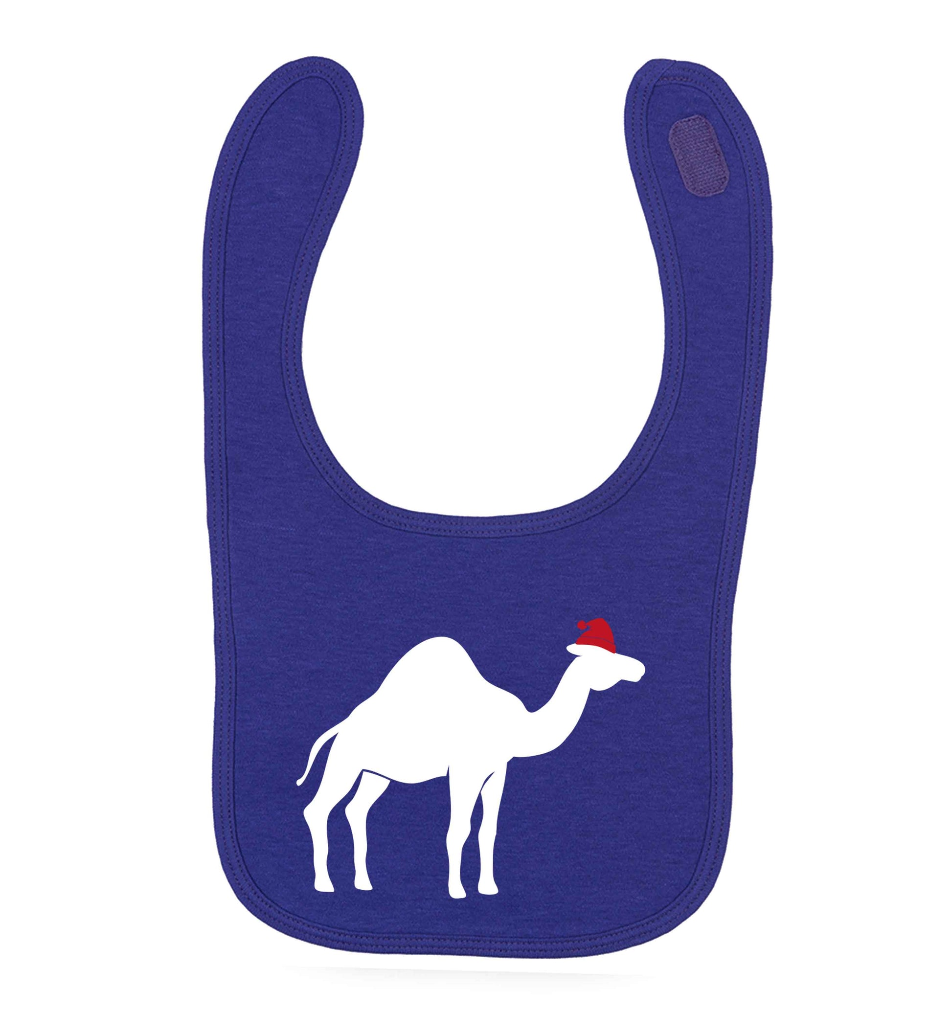 Blue camel santa purple baby bib
