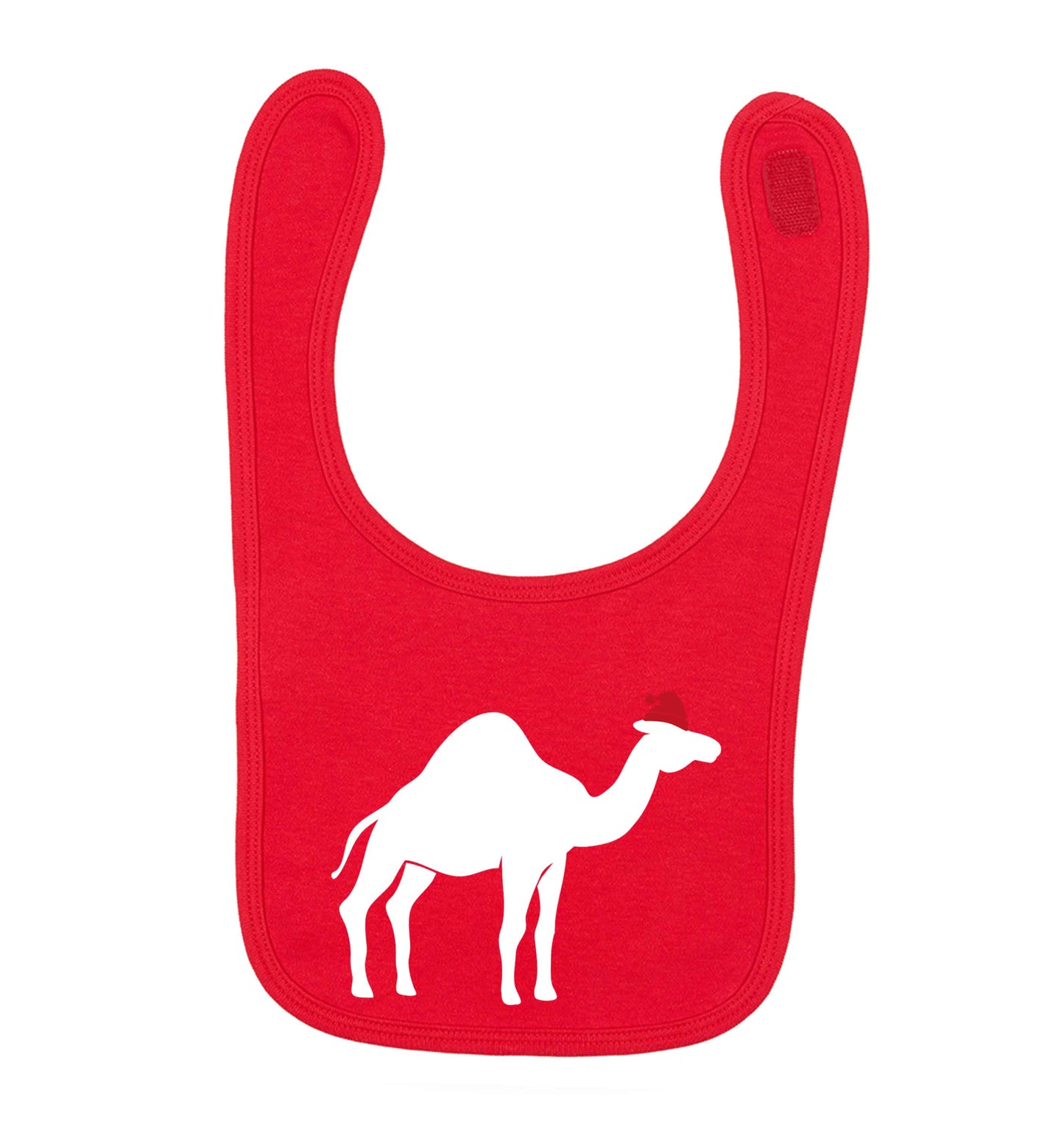 Blue camel santa red baby bib