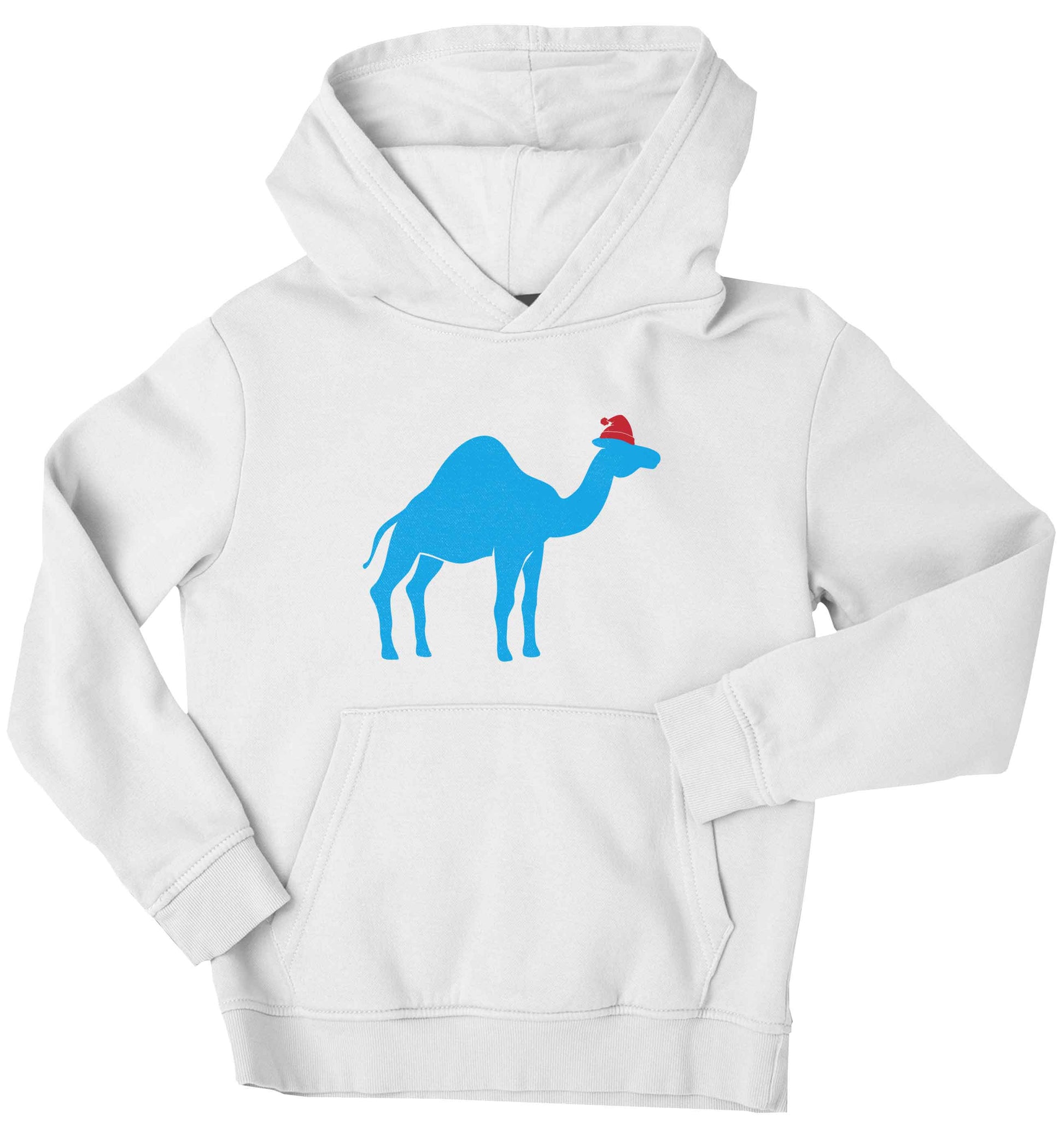 Blue camel santa children's white hoodie 12-13 Years